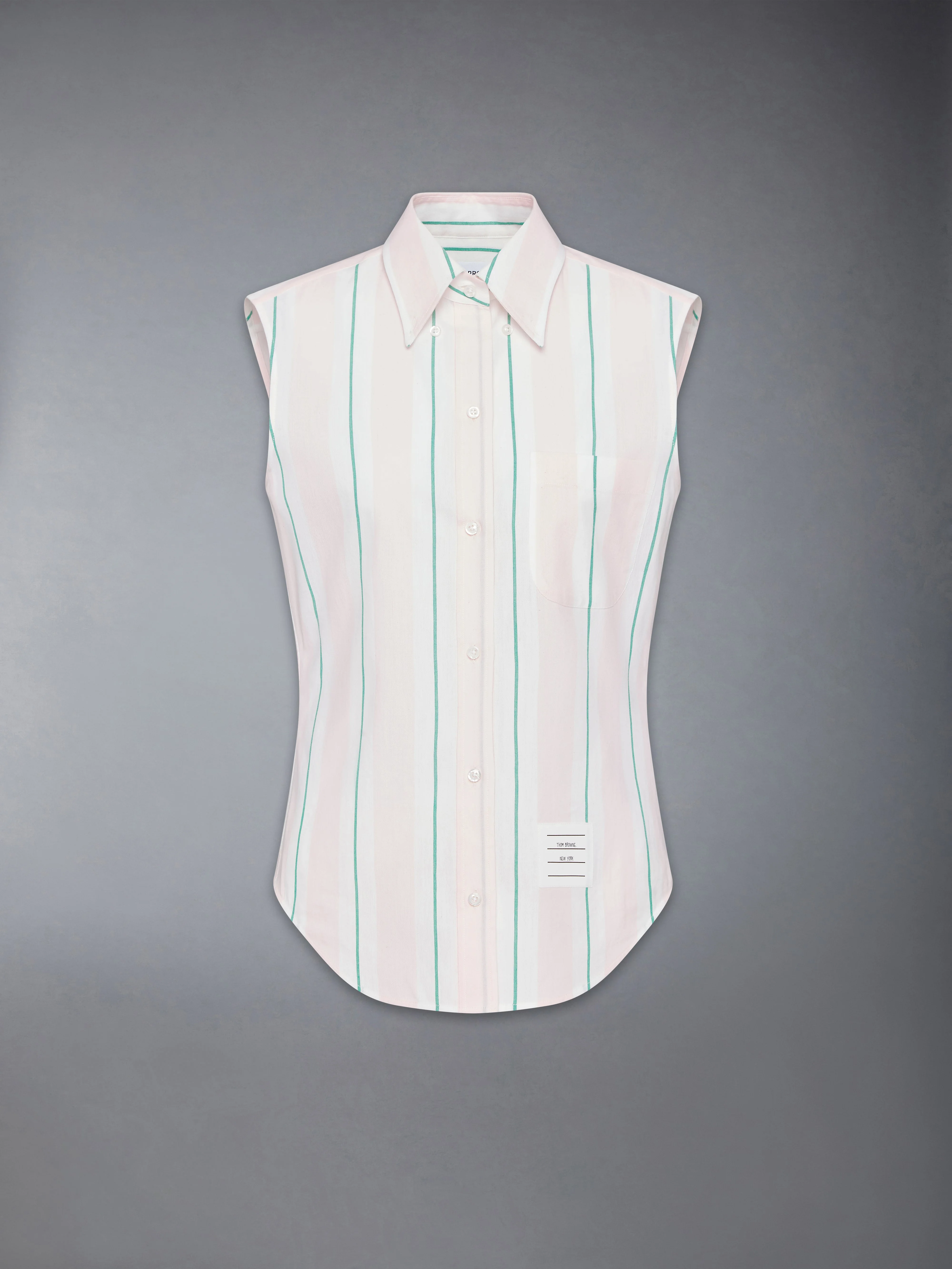 MADRAS COTTON STRIPED SLEEVELESS SHIRT - 1