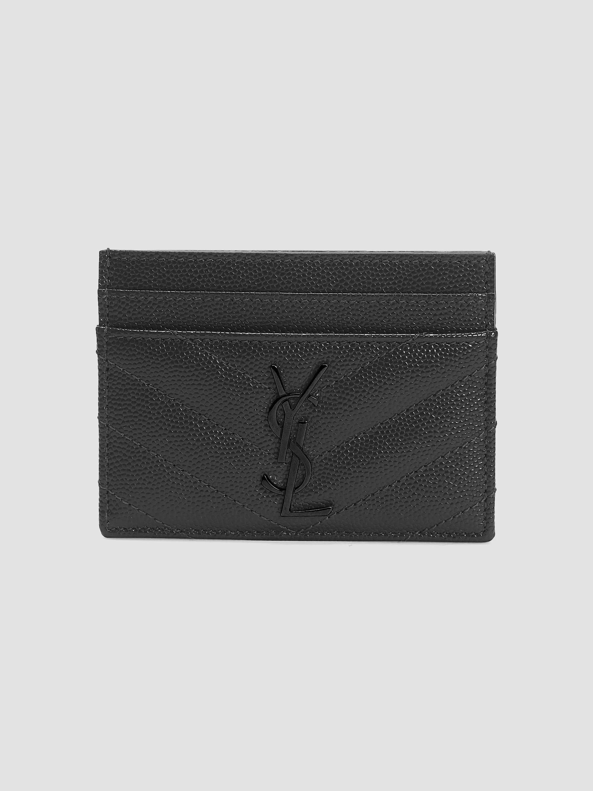 Women's Cassandre Matelassé Card Case in Smooth Leather - Black - 1