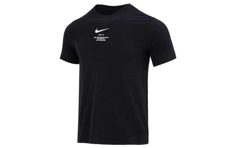 Nike Sportswear Big Swoosh Running Gym Cotton T-Shirt 'Black' DZ2882-010 - 1