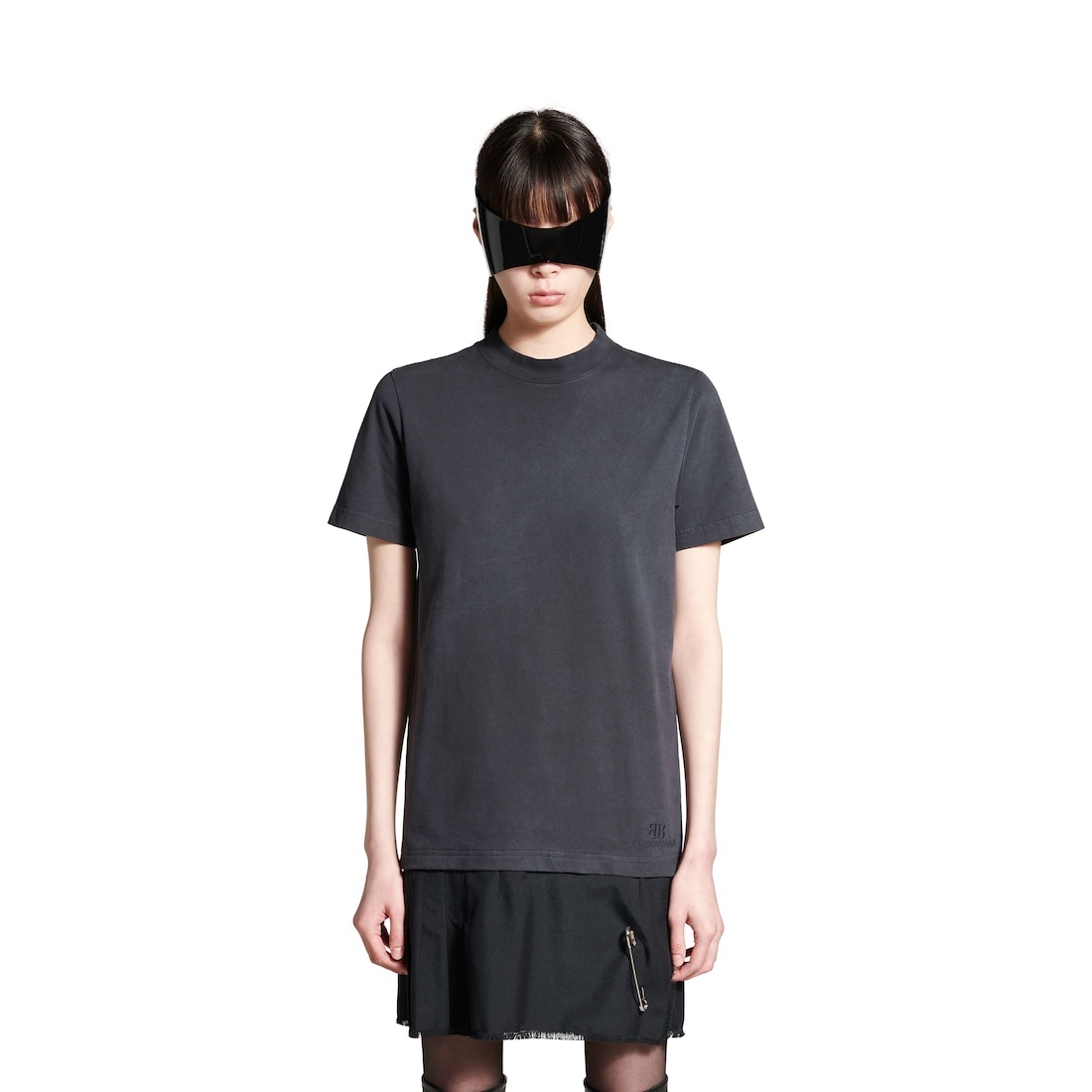 Women's Layered T-shirt Dress in Black - 5