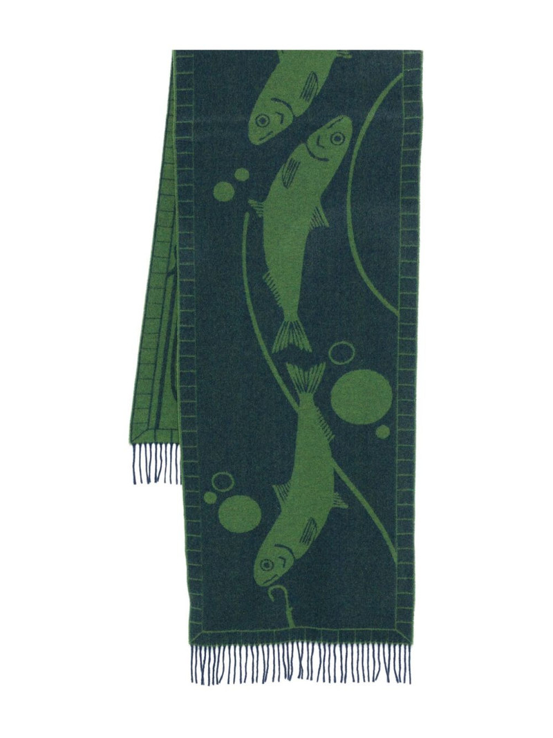 fish-print fringed scarf 1