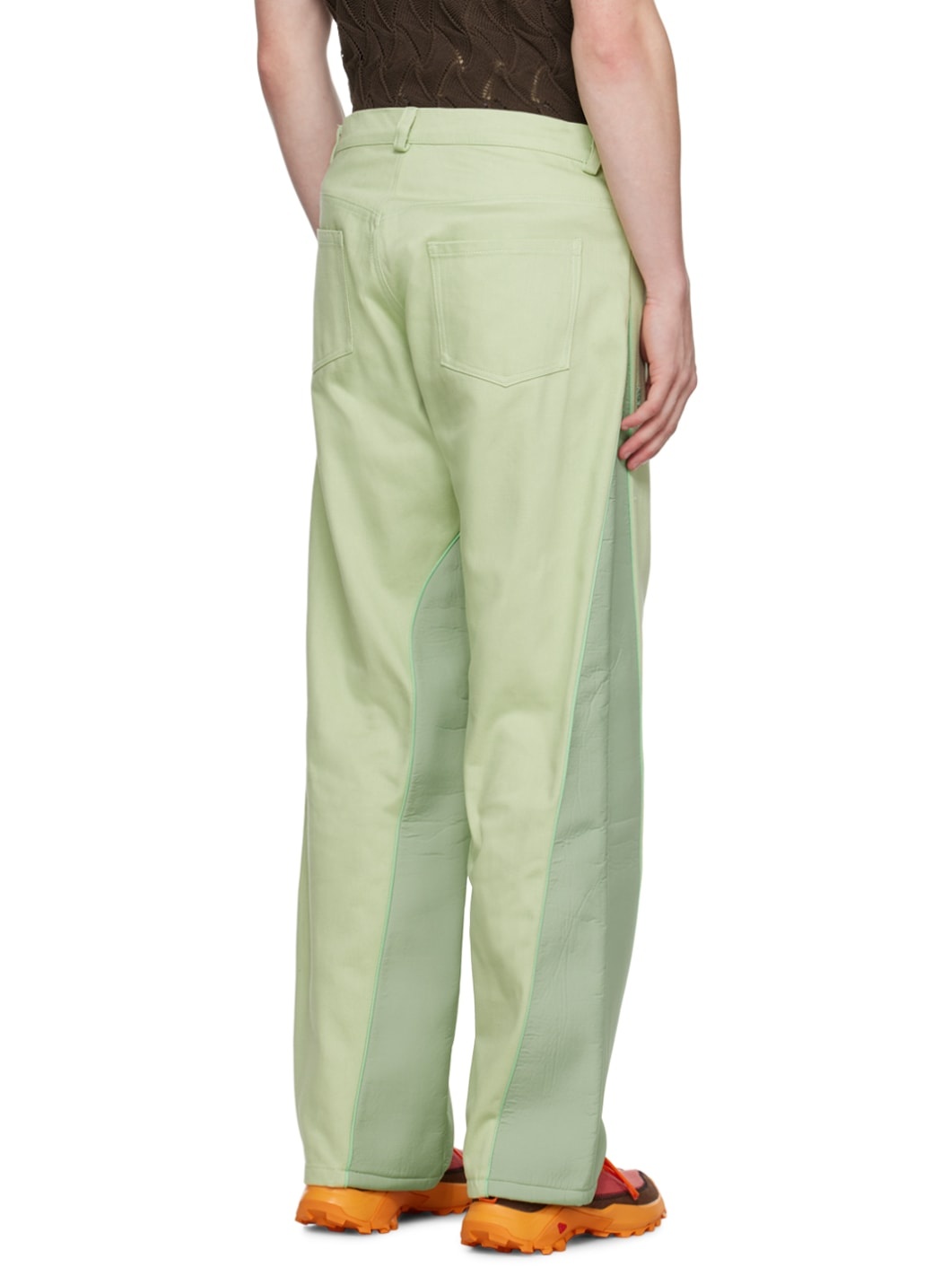 Green Paneled Jeans - 3