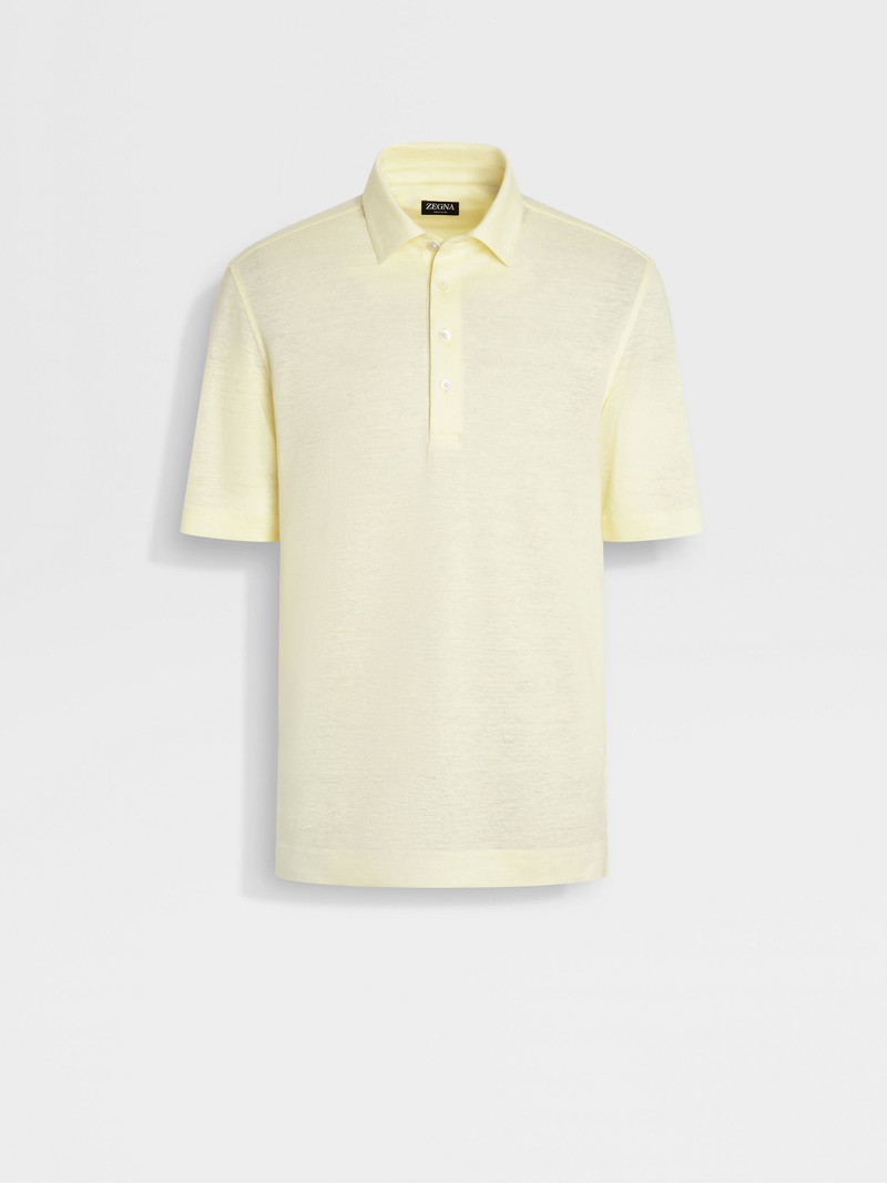 LIGHT YELLOW OASI LINO POLO SHIRT - 1