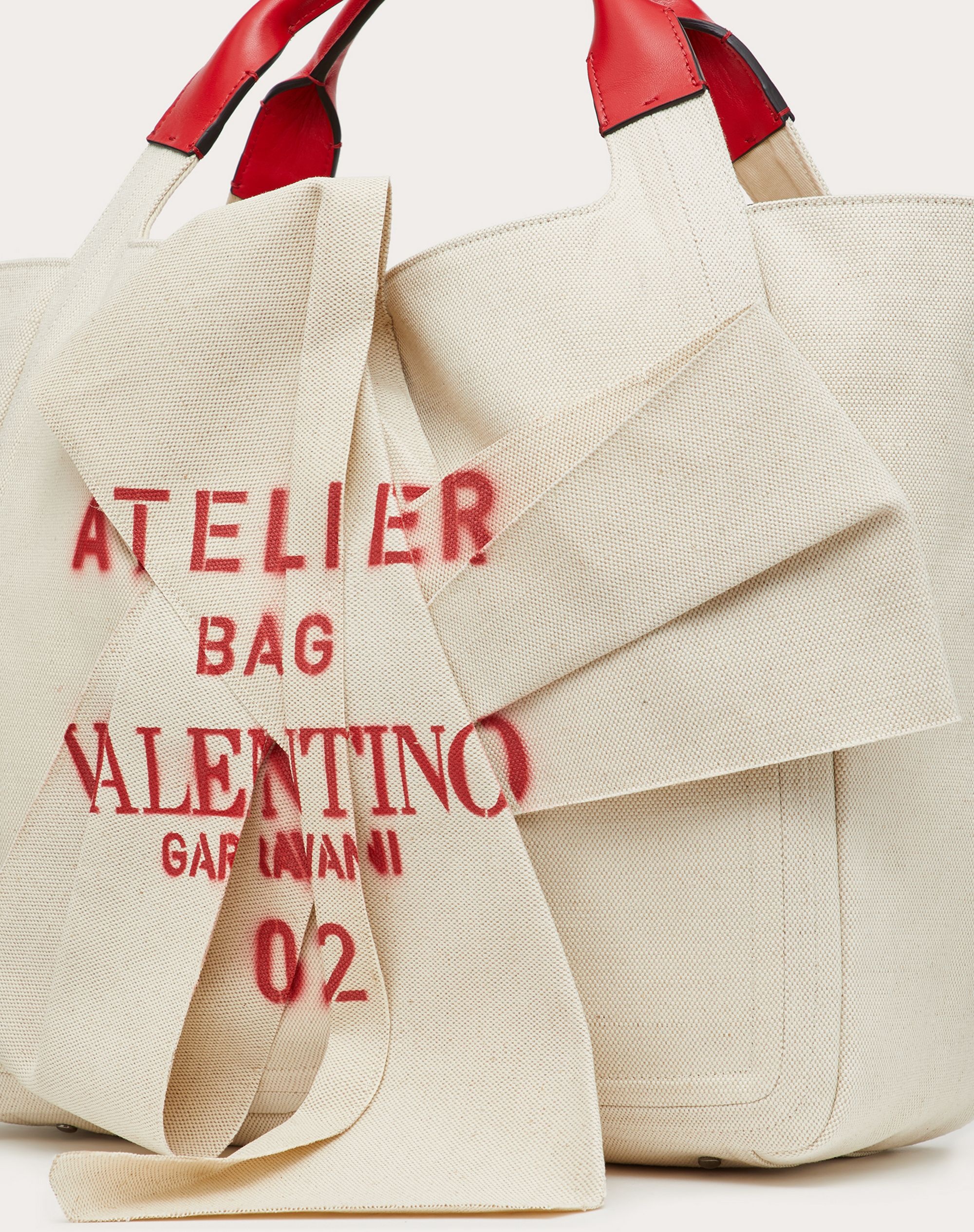 Large Valentino Garavani 02 Bow Edition Atelier Canvas Tote Bag - 5