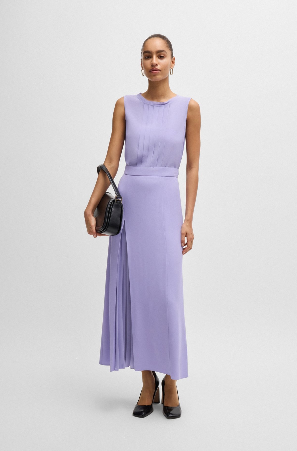 PLEAT-FRONT SLEEVELESS BLOUSE IN WASHED SILK - 3