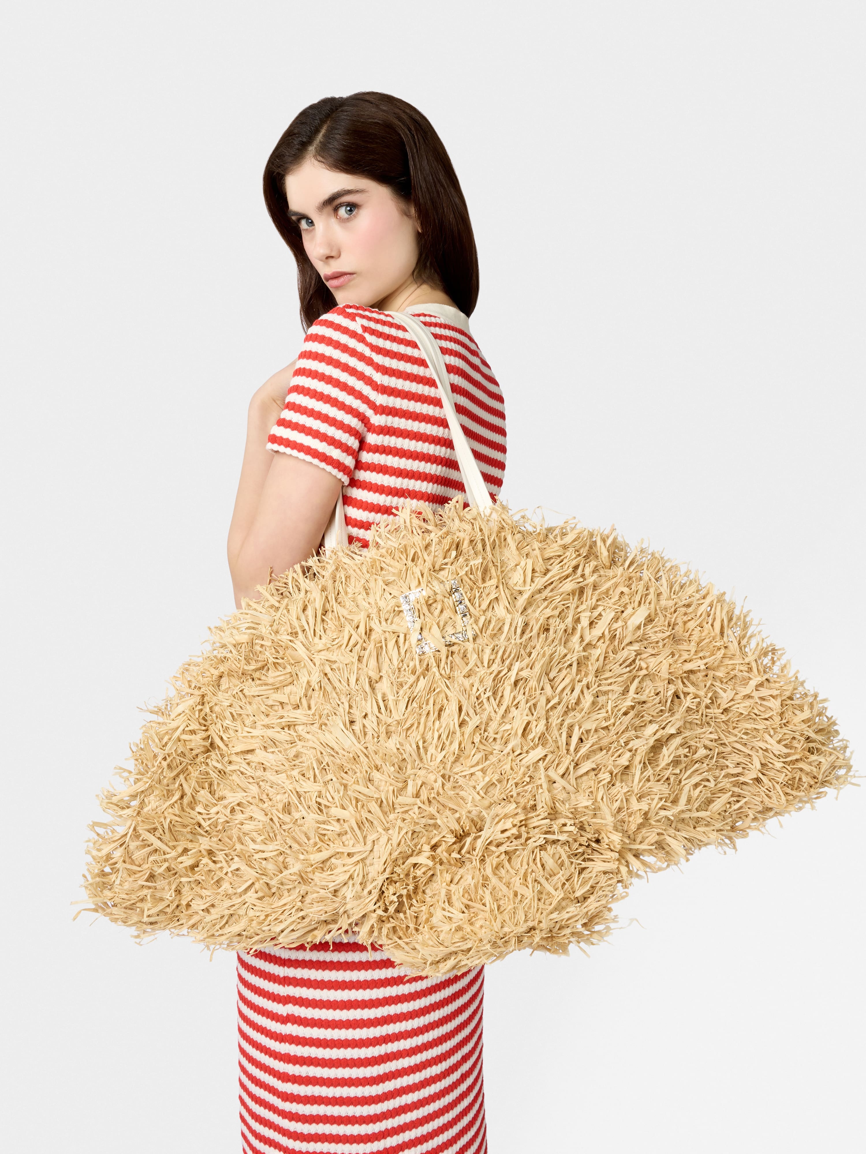 Très Vivier Large Shopping Bag in raffia - 9