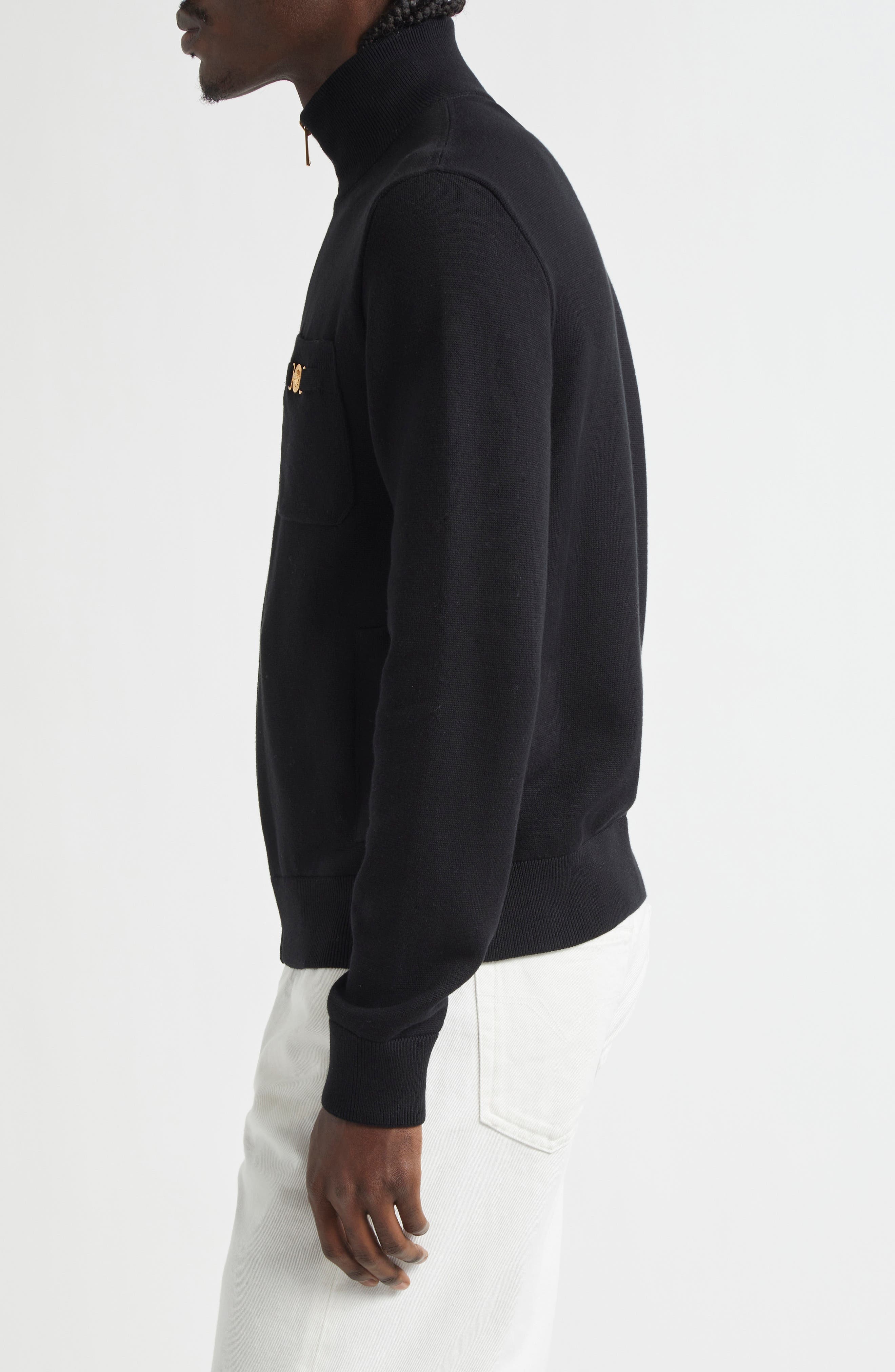 Versace Medusa Biggie Cotton & Cashmere Blend Zip Cardigan in Black at Nordstrom - 3