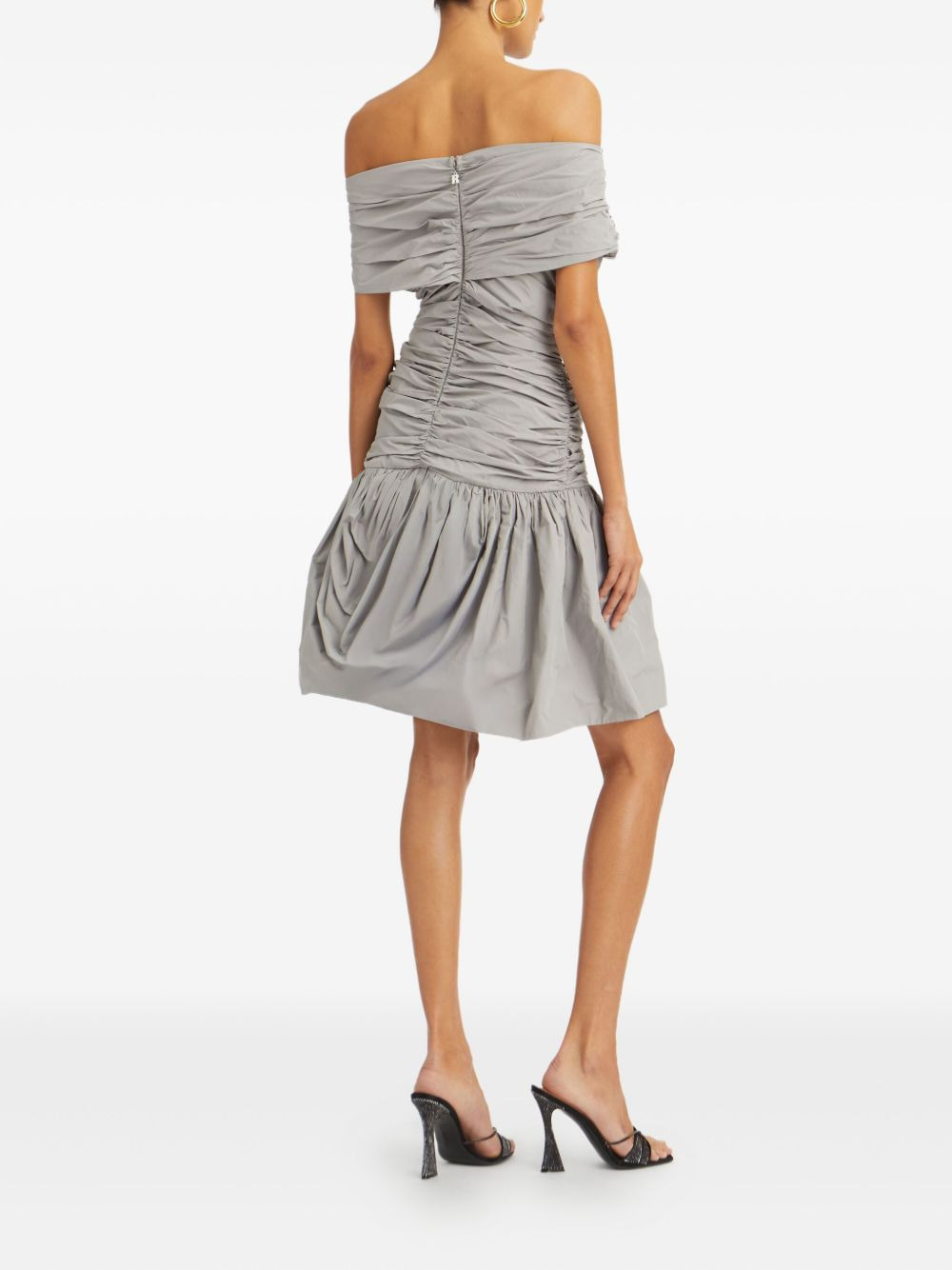 off-shoulder ruched mini dress - 4