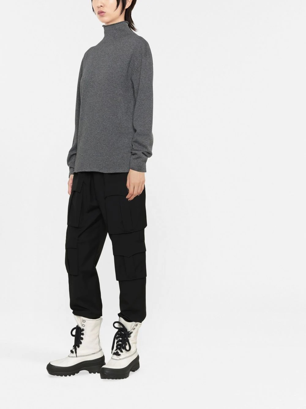 mock-neck knitted jumper - 3