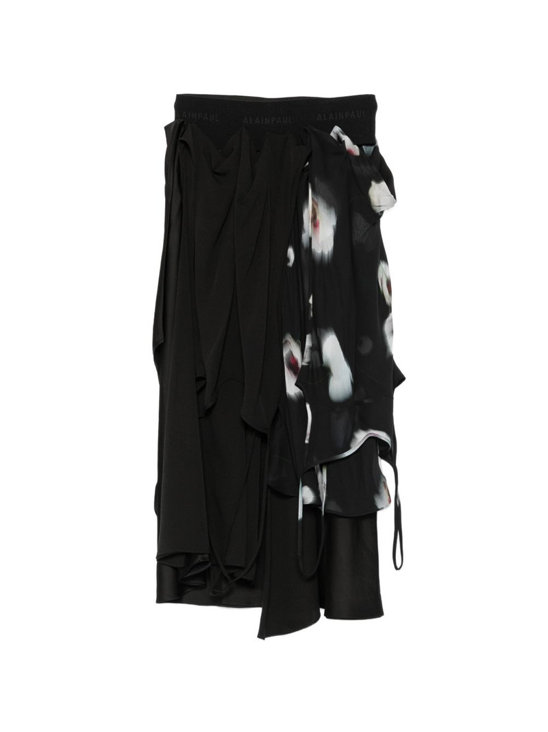 poppy-print draped midi skirt 1
