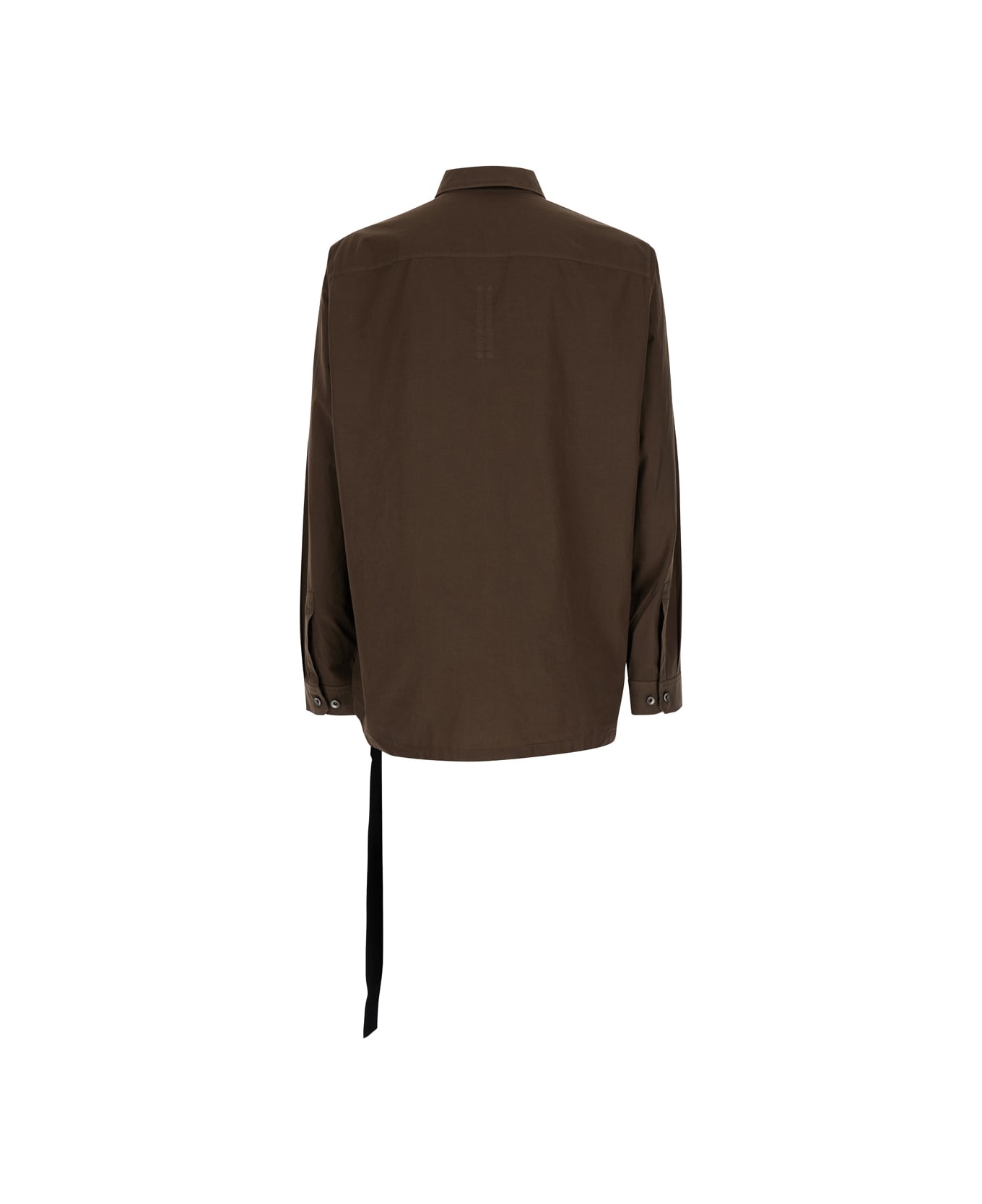 Brown Shirt With Oversize Band And Buttons In Cotton Man - 2