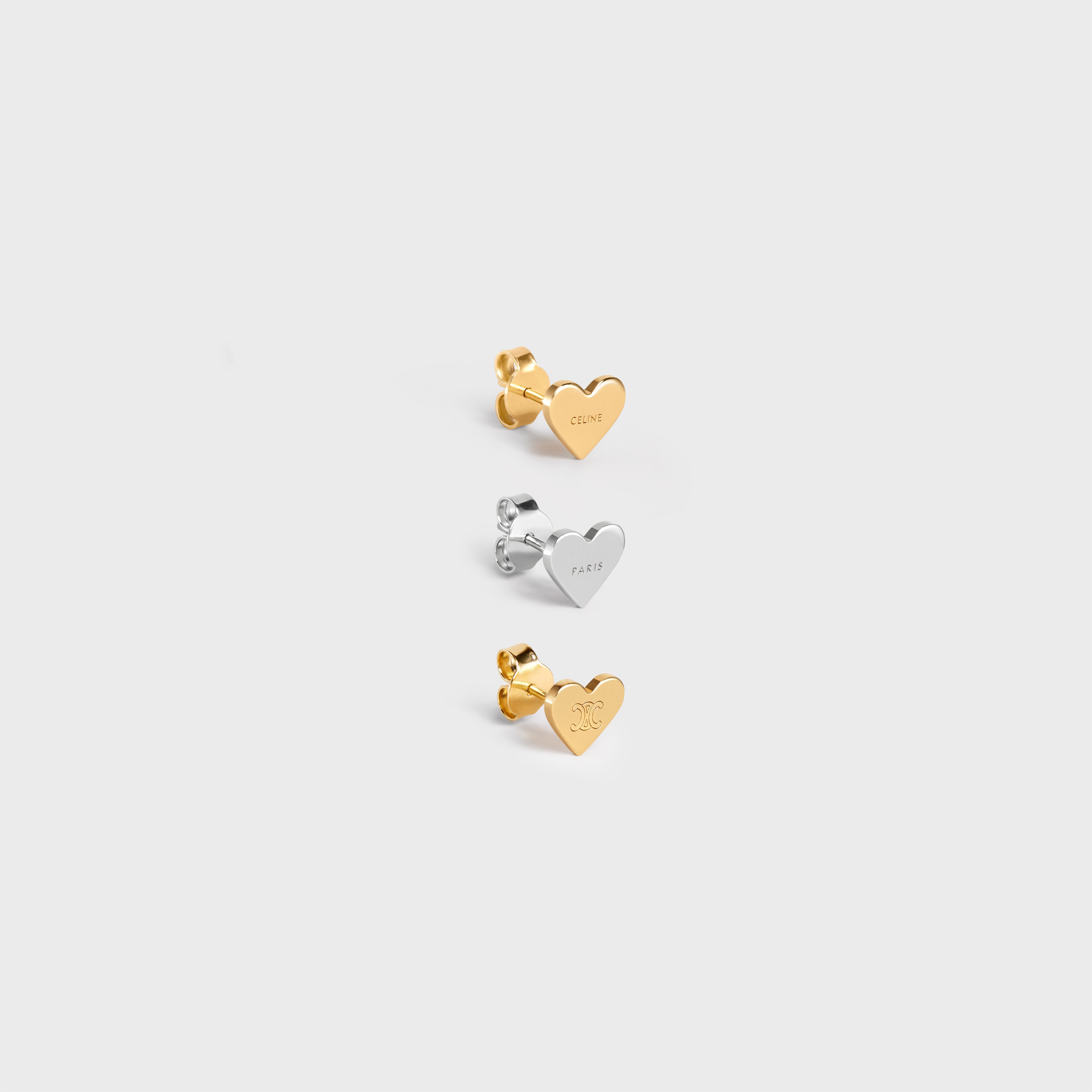 Celine Separables Set of 3 Heart Studs in Brass with Gold and Rhodium Finish - 2