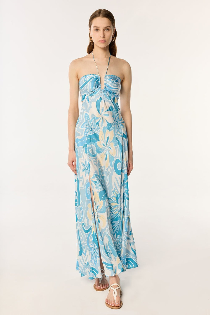 Poupette St Barth Long Dress Carla - Blue Fantasia outlook