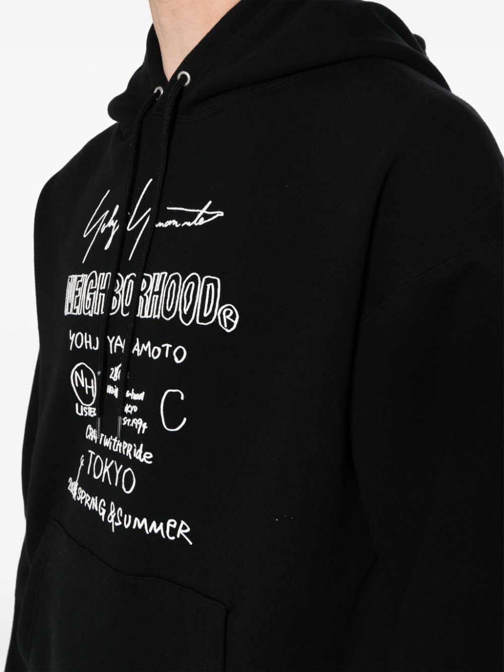 logo-print cotton hoodie - 4