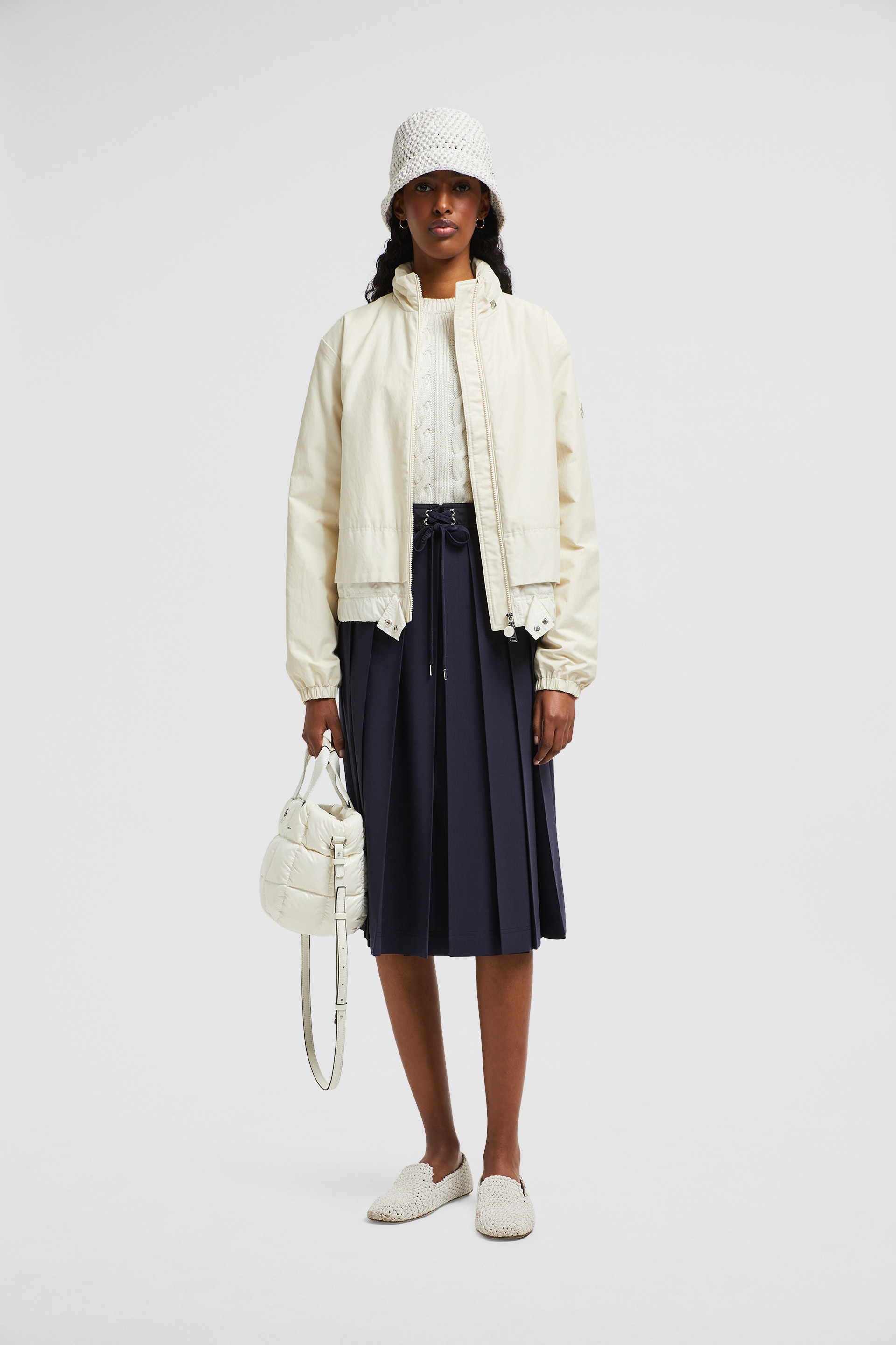 Moncler Wool Blend Pleated Midi Skirt | REVERSIBLE