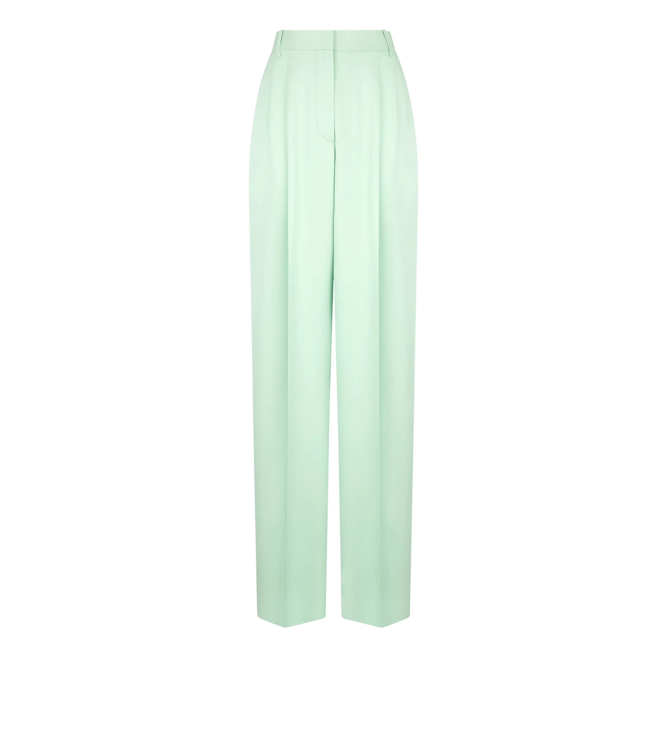 HEAVY SILK TWILL HIGH-WAIST TAILORED WIDE LEG PLEATED STRAIGHT PANTS - 1