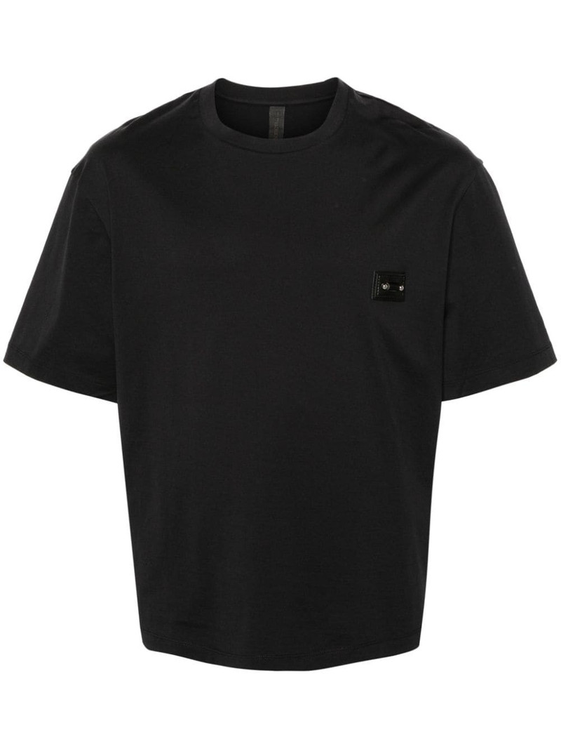 piercing-patch cotton T-shirt 1