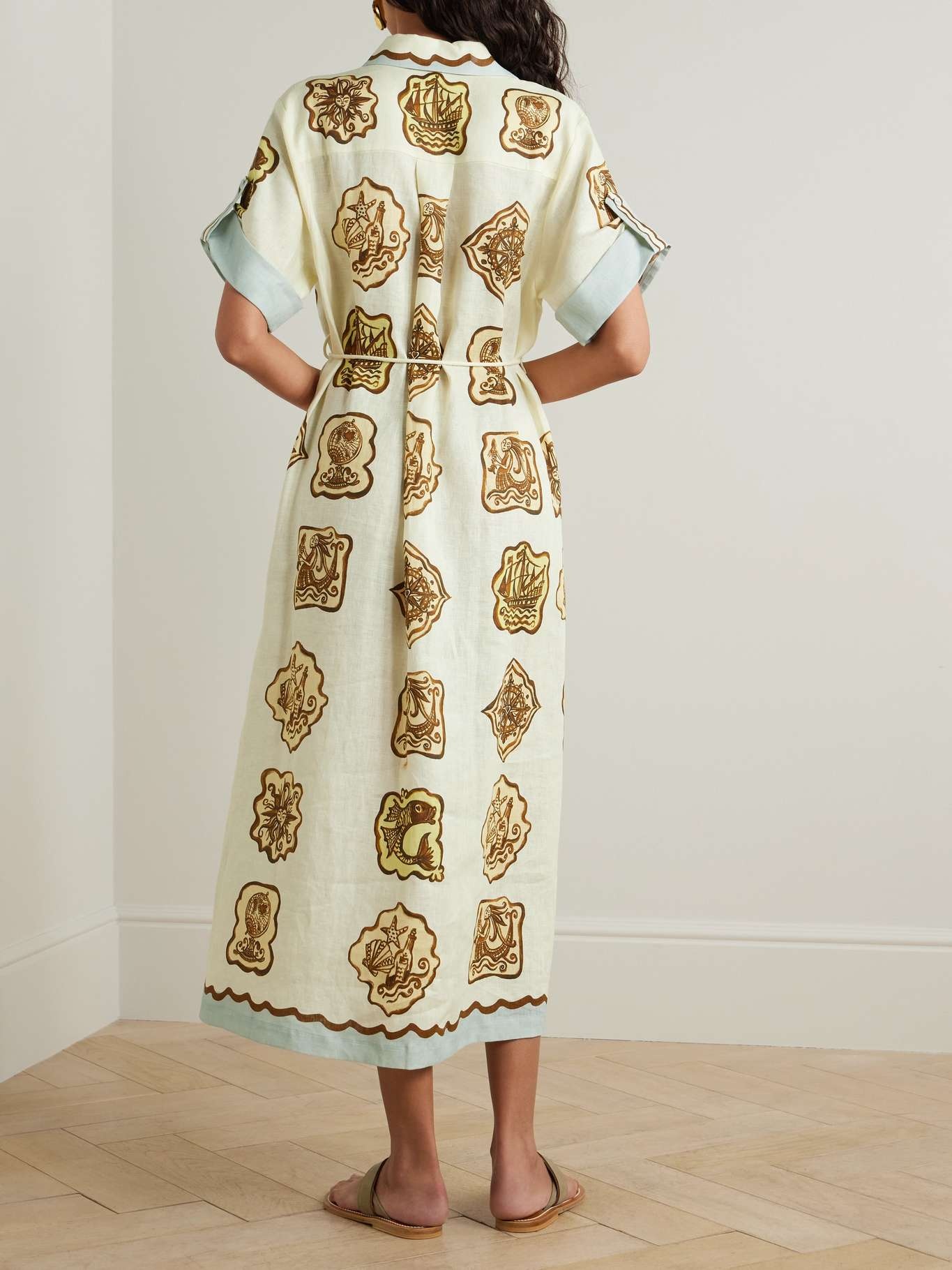 Relic belted printed linen midi shirt dress - 3