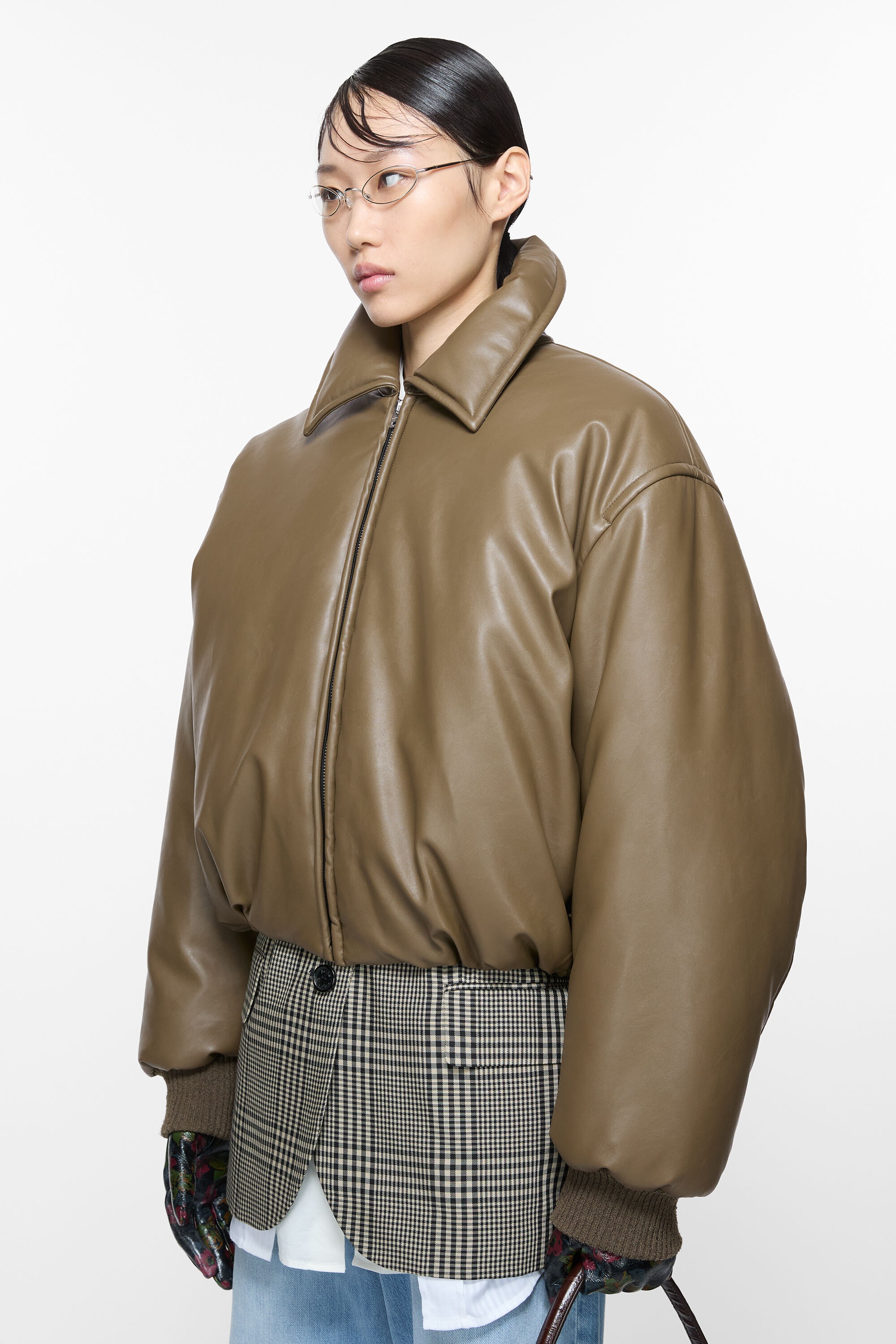 Coated bomber jacket - Khaki green - 3