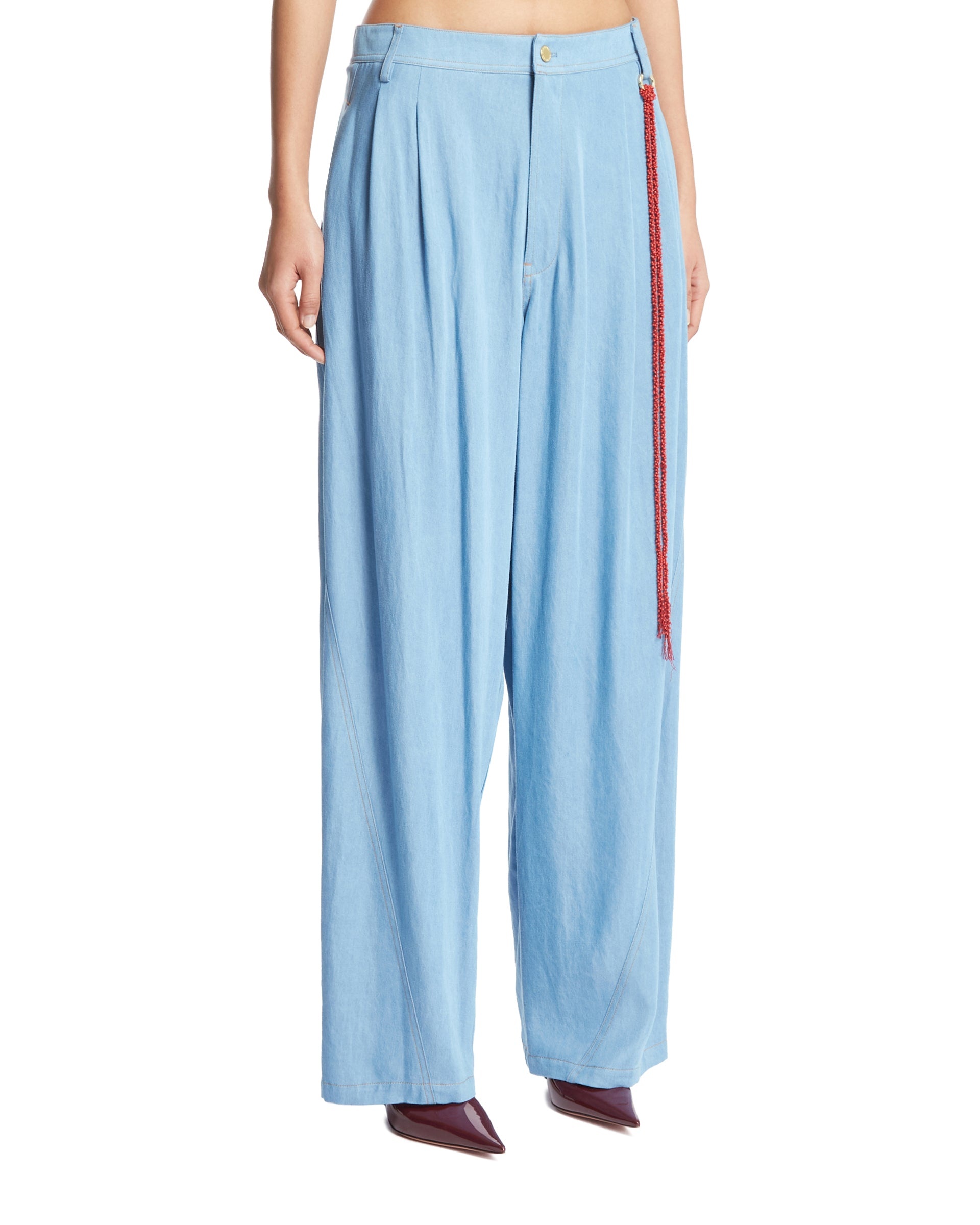 Light Blue Phebe Relaxed Fit Pants - 4
