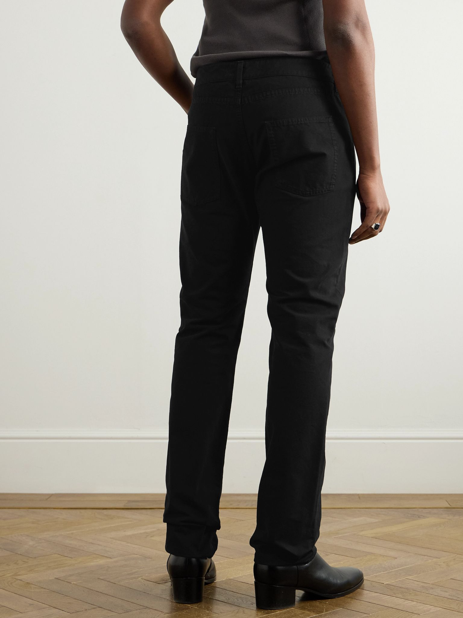 Straight-Leg Cotton-Canvas Trousers Black - 4