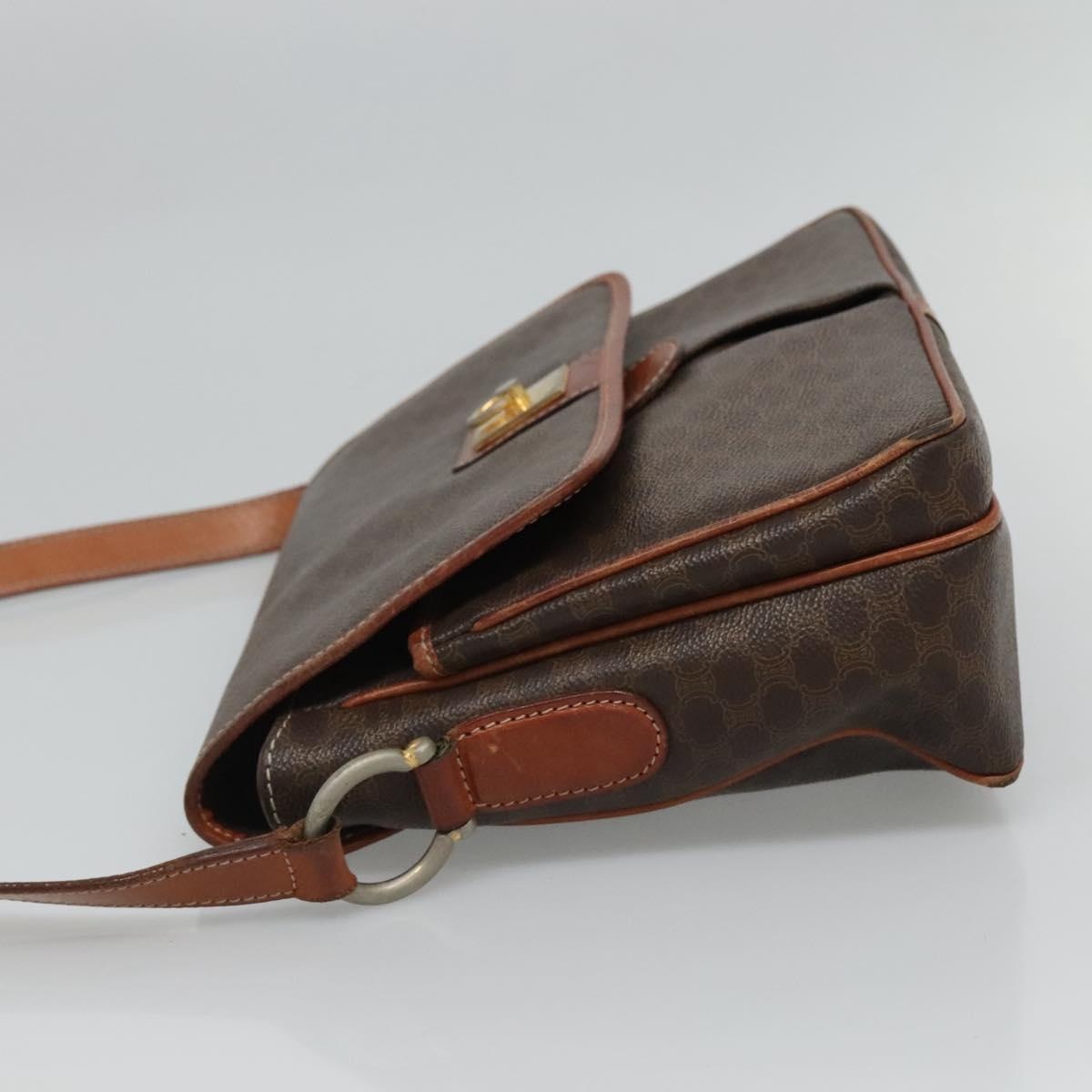 CELINE Macadam Canvas Shoulder Bag Pvc Leather Brown - 5