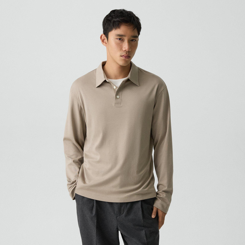 Relaxed Long-Sleeve Polo Shirt in Cotton Jersey 2