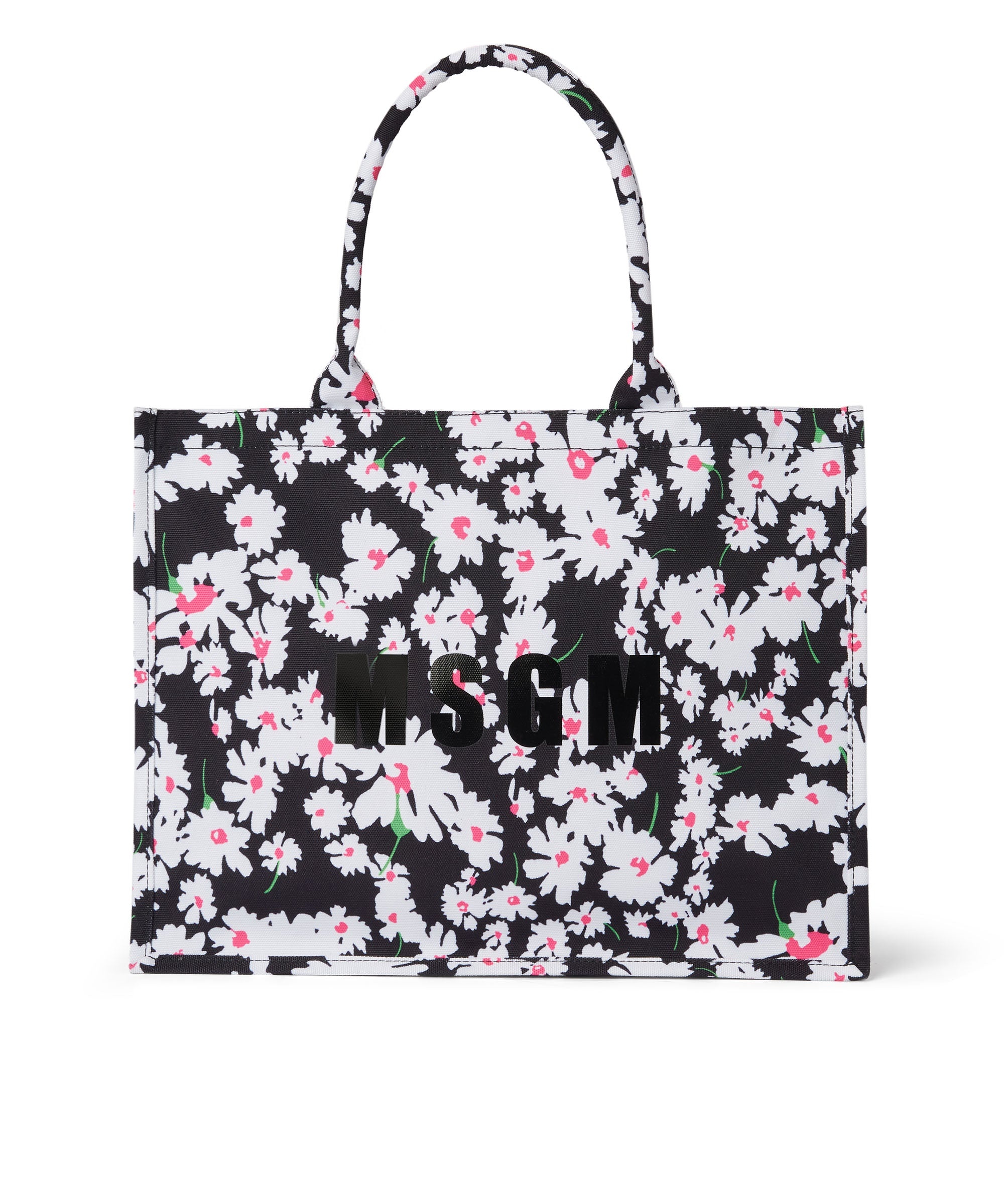 Canvas tote bag with daisy print - 1