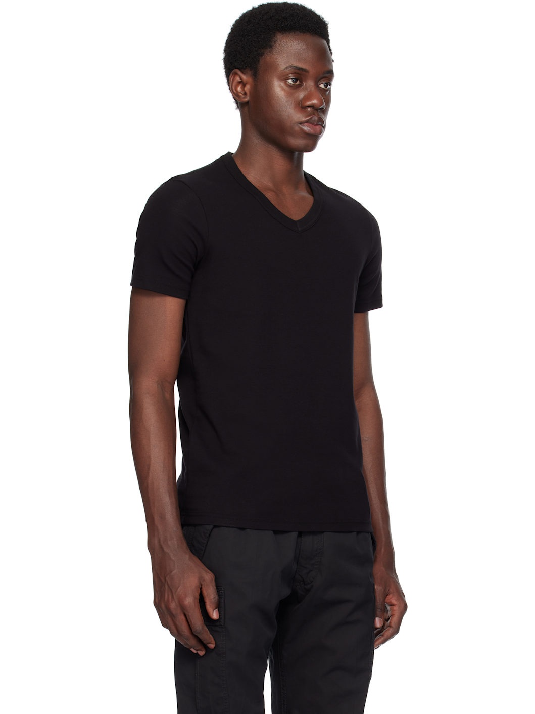 Black Cotton Stretch Jersey T-shirt - 2