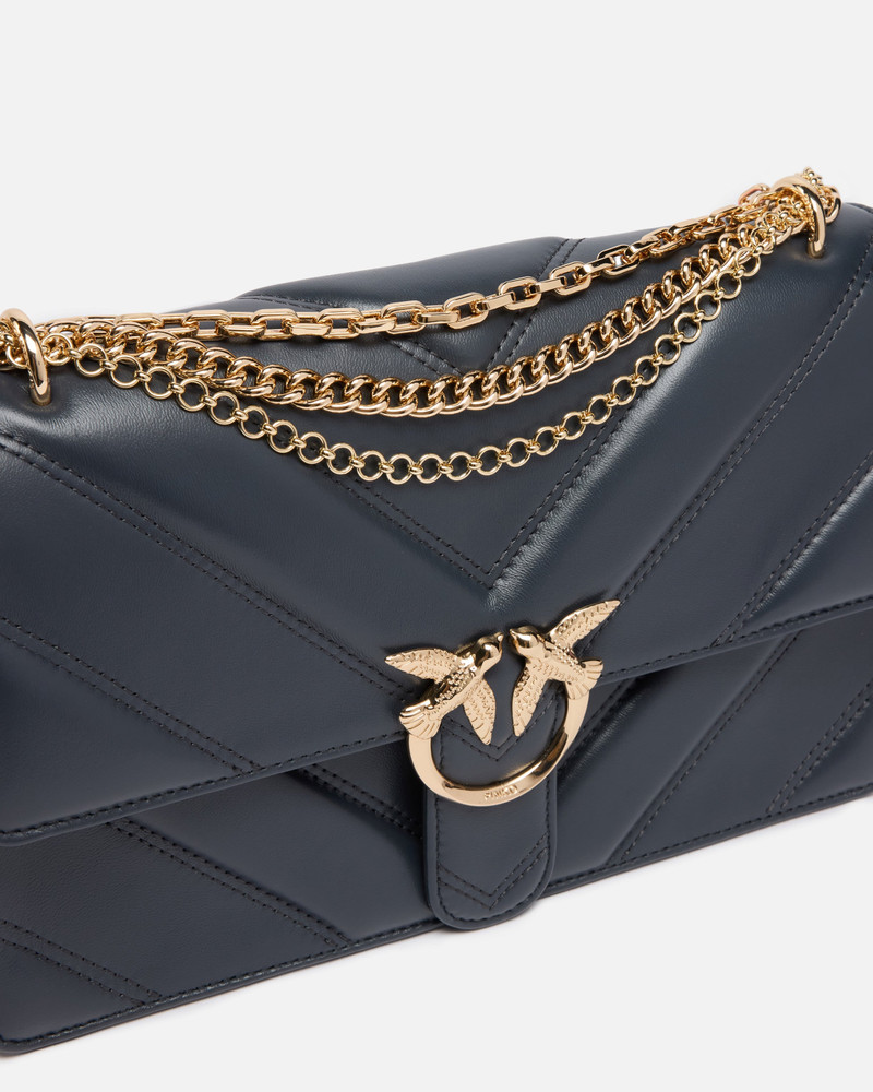 LOVE BAG ONE MEDIUM SHOULDER BAG IN CHEVRON LEATHER AND NAPPA WITH TRIPLE CHAIN 3