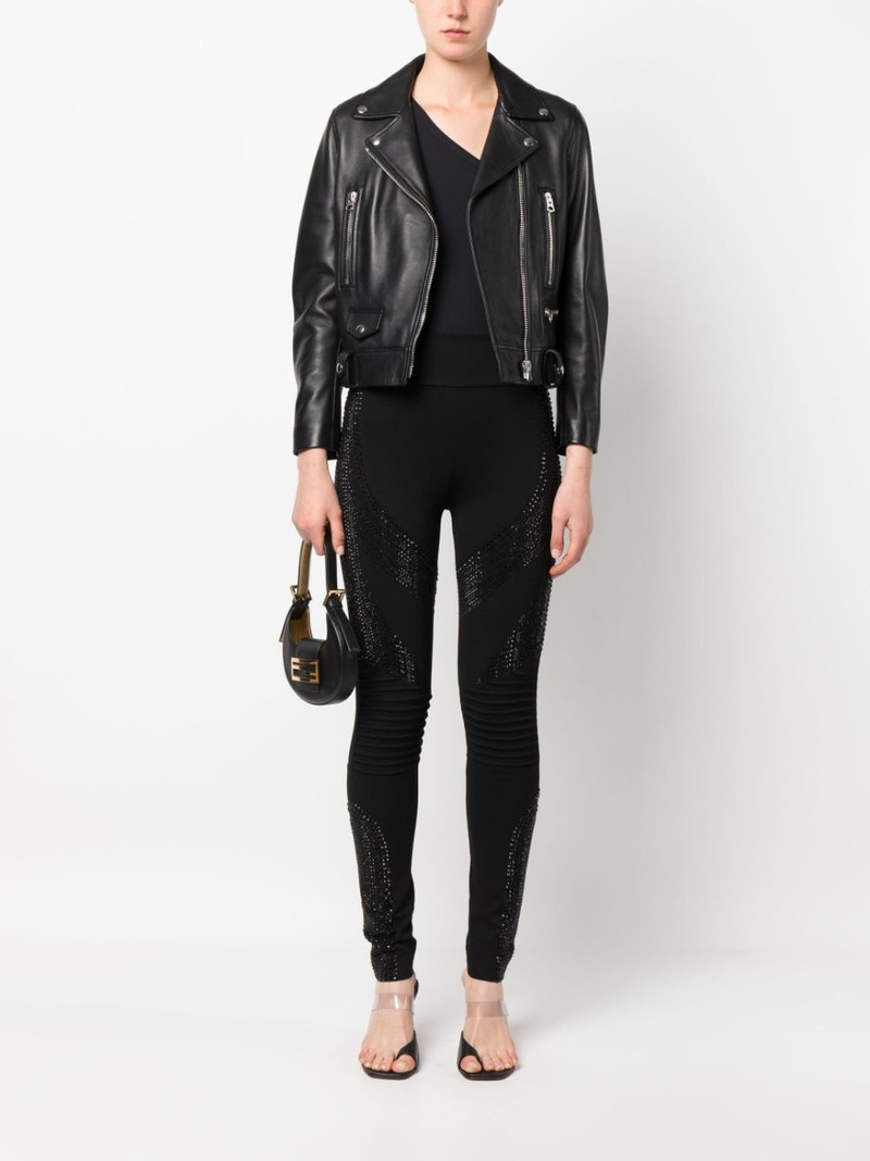 PHILIPP PLEIN rhinestone-embellished high-waisted leggings outlook
