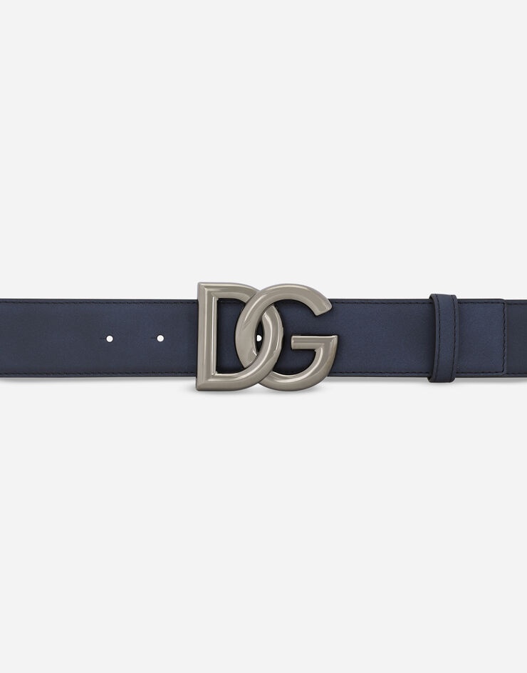 Calfskin belt with crossover DG buckle logo - 3