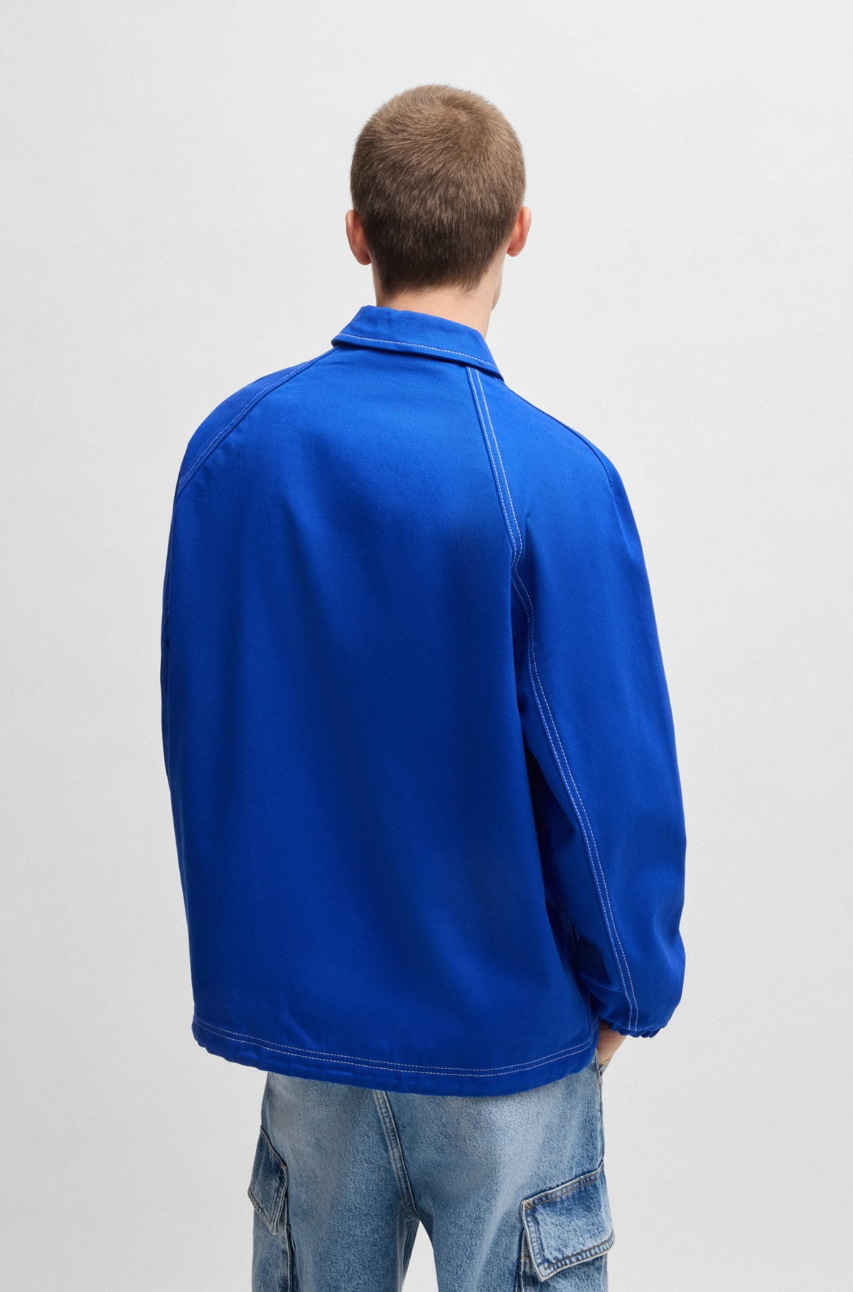 COTTON-TWILL JACKET WITH CHAIN-STITCH LOGO - 4