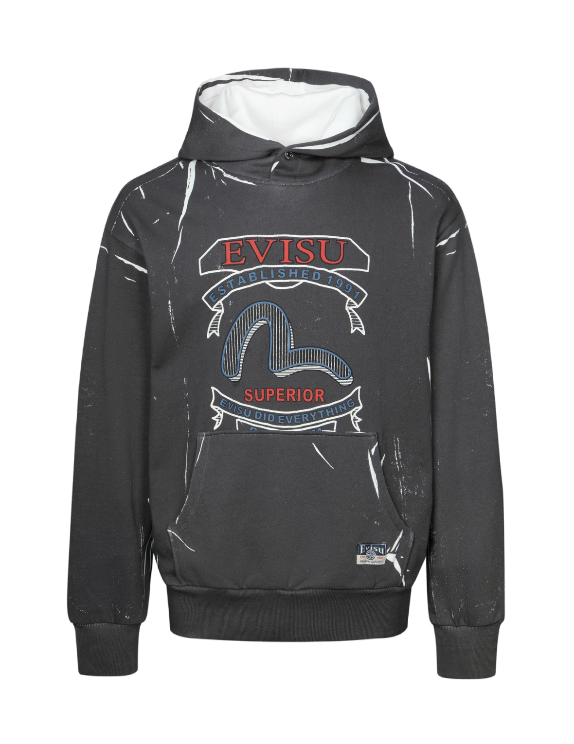 OVERDYE SEAGULL AND LOGO PRINT RELAX FIT HOODIE - 13