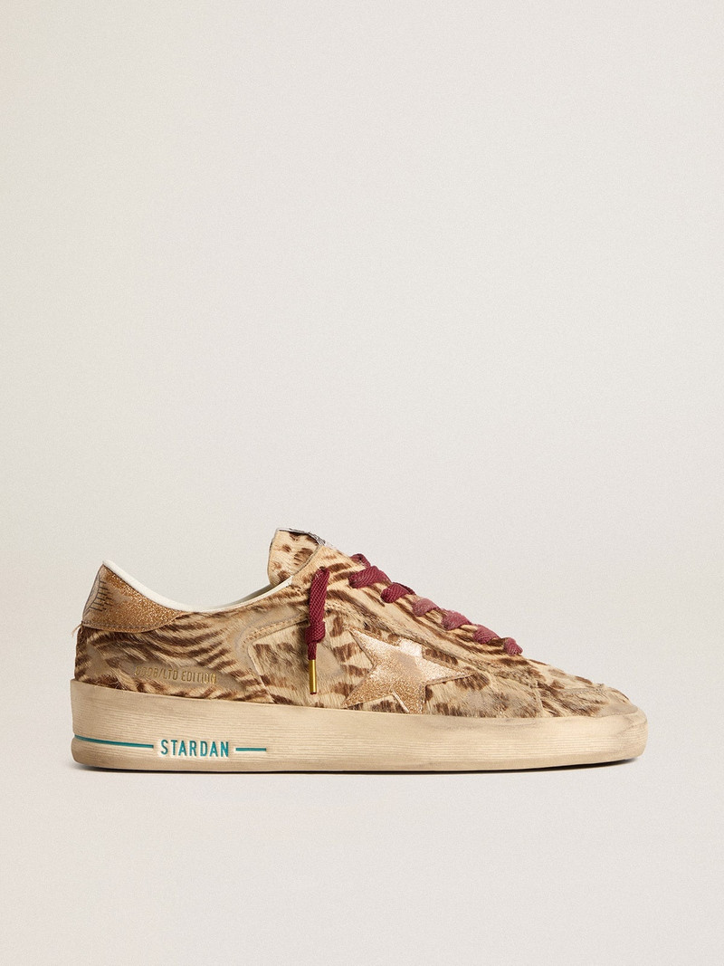 Women's Stardan LTD in animal-print pony skin with gold glitter star - 1