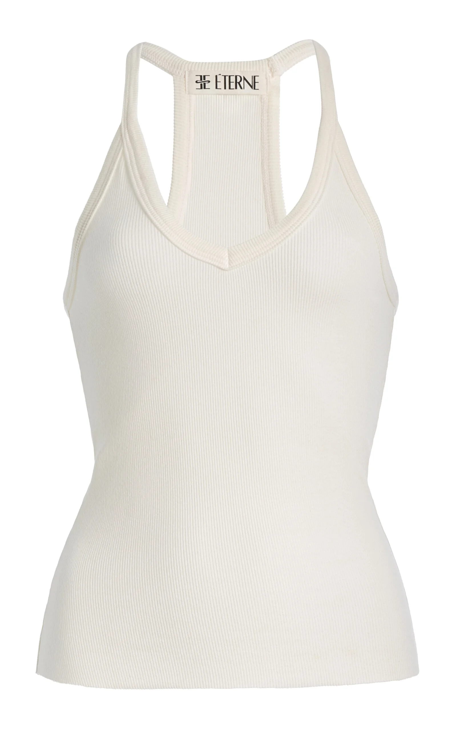 Ribbed Jersey Racerback Tank Top ivory - 1