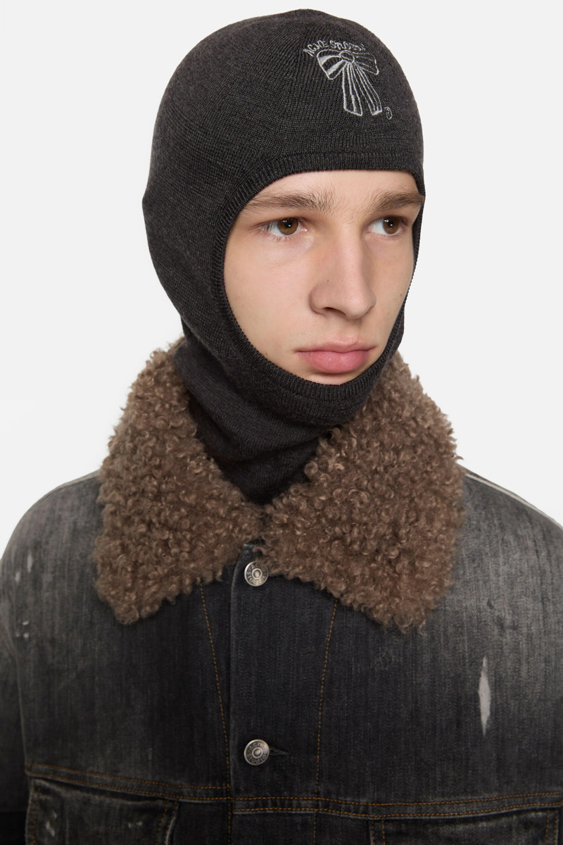 Acne Studios Wool logo balaclava - Anthracite grey outlook