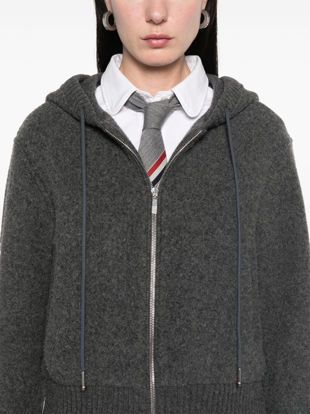 zip-up wool hoodie - 5