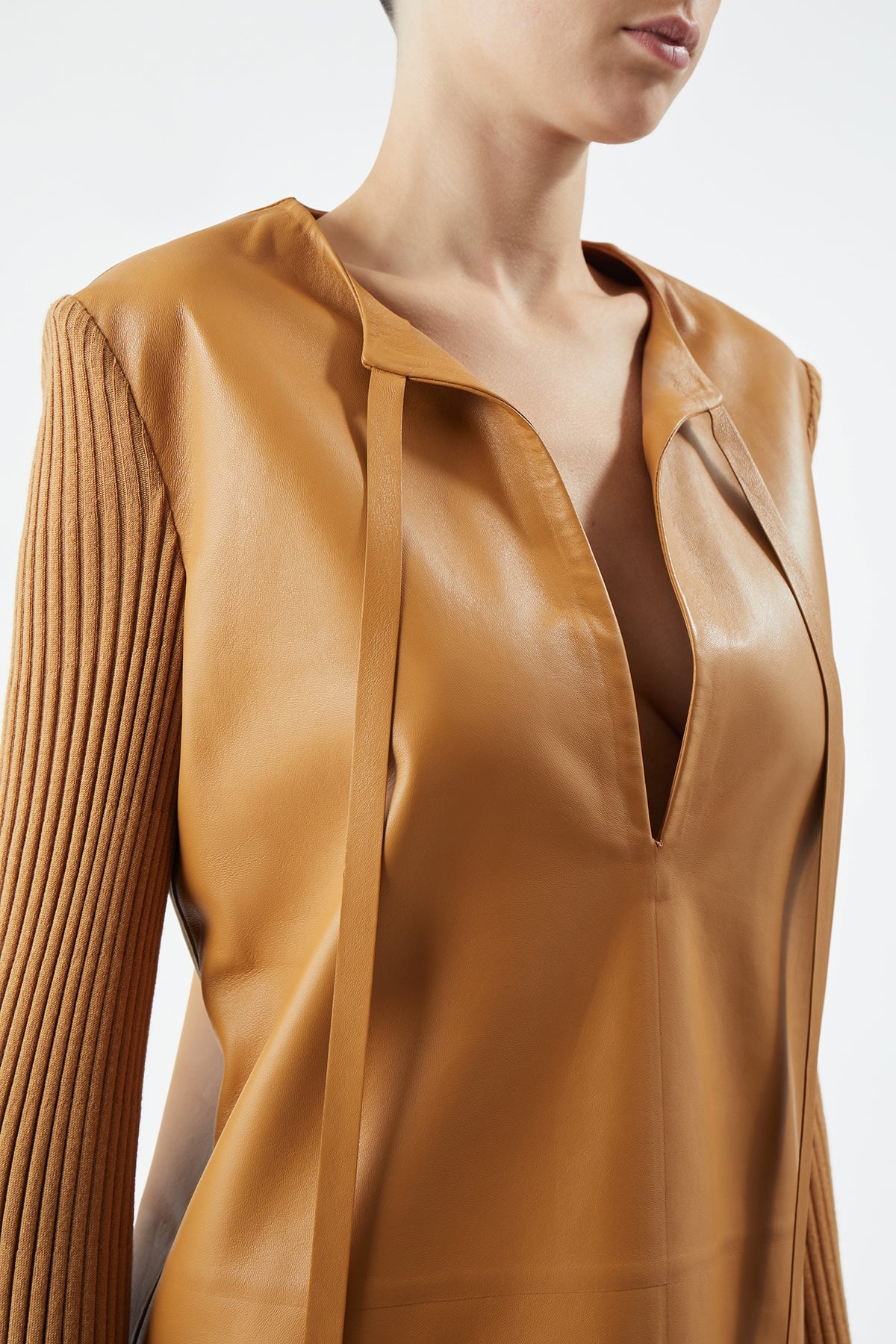 Beko Dress in Cashew Leather - 5