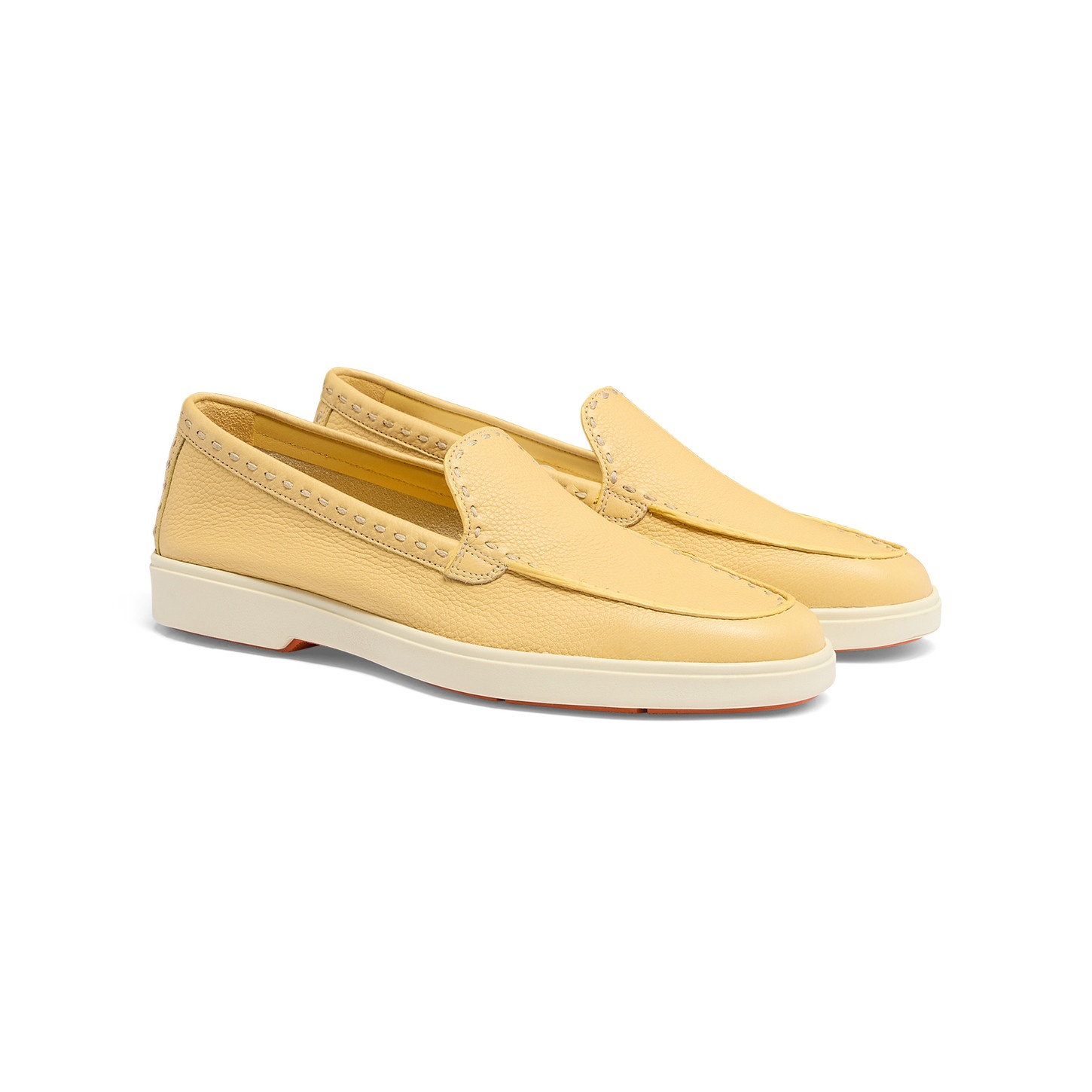 Women's yellow tumbled leather loafer - 3