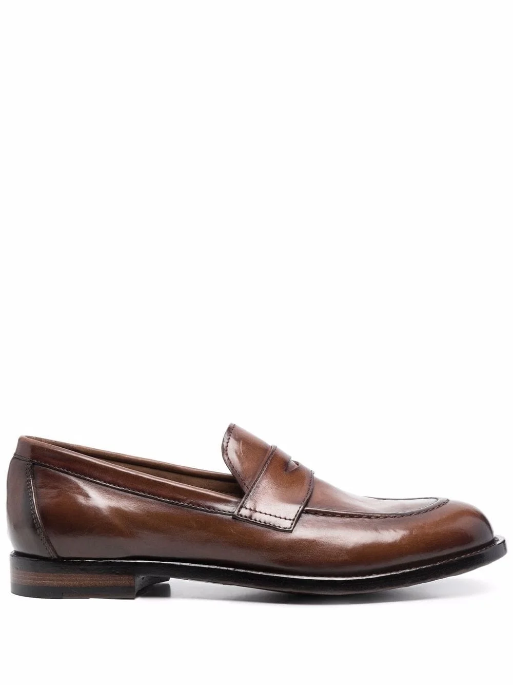 round-toe leather loafers - 1