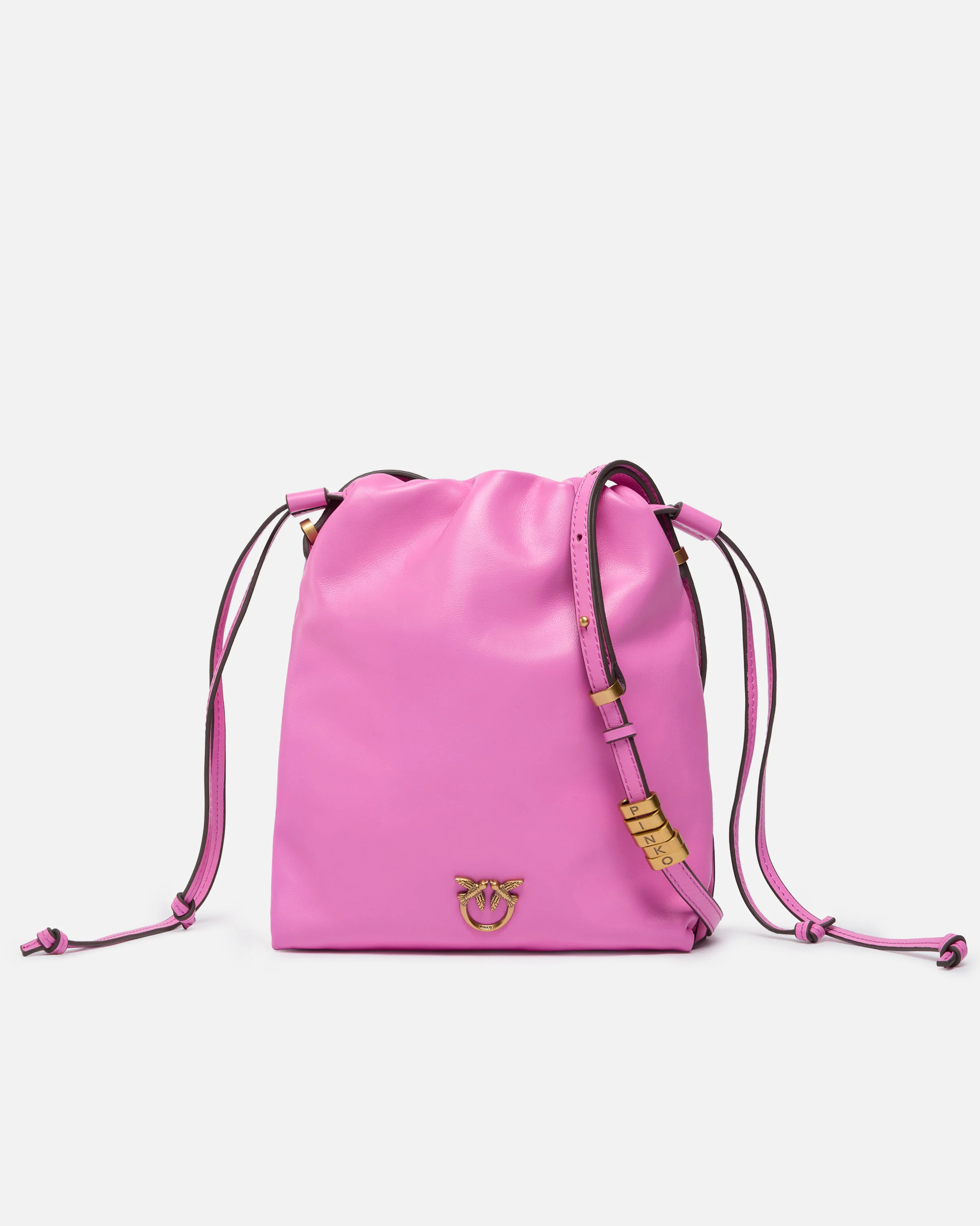 LEATHER MINI SLOUCHY BAG WITH LOVE BIRDS LOGO - 1