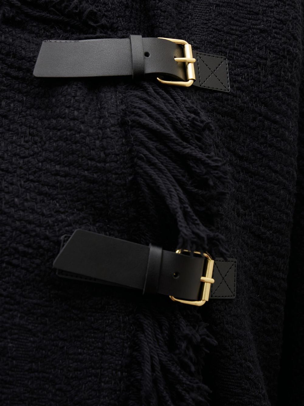 fringed buckled poncho - 3