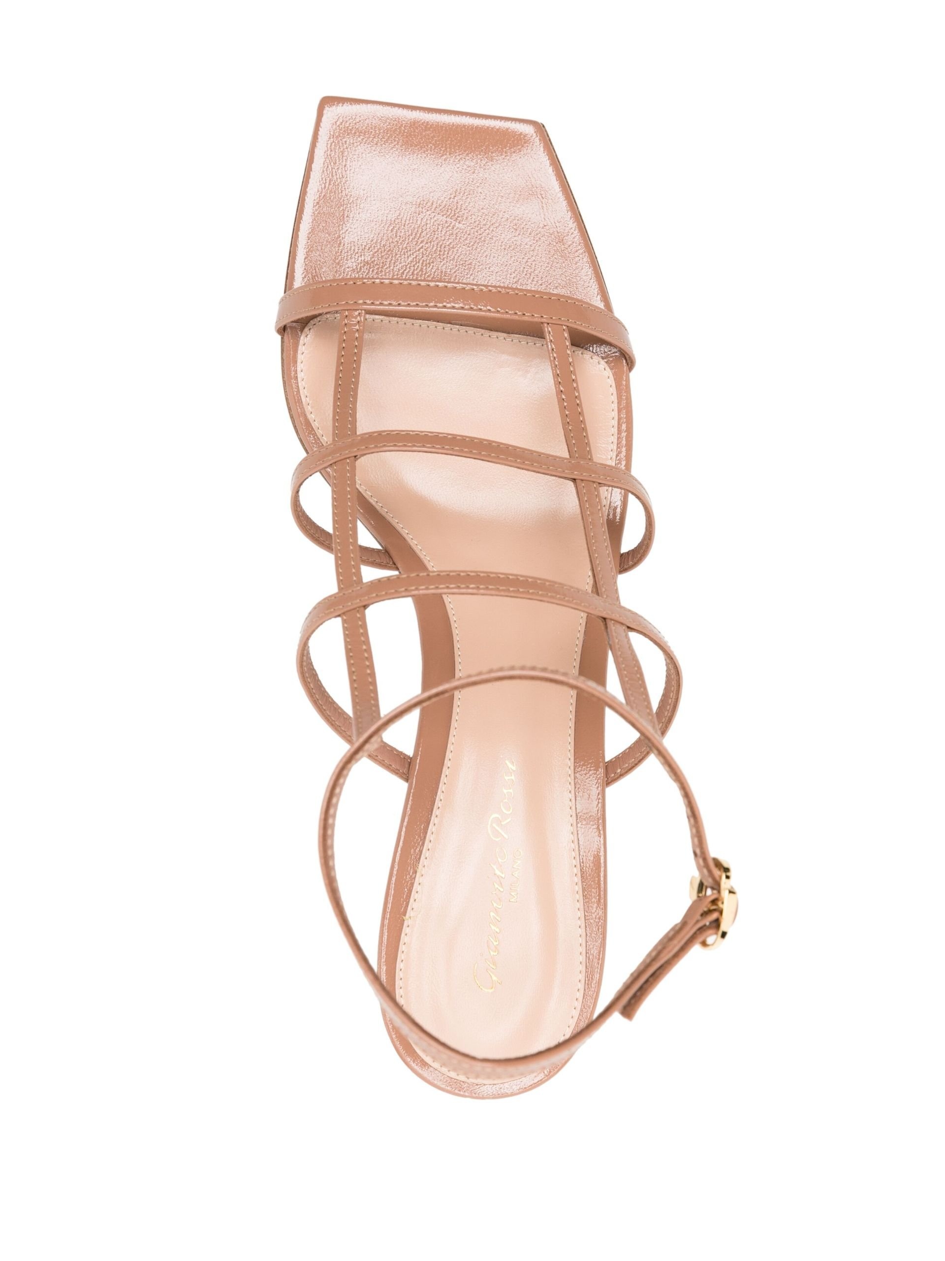 Beige Caged Leather Sandals - 4