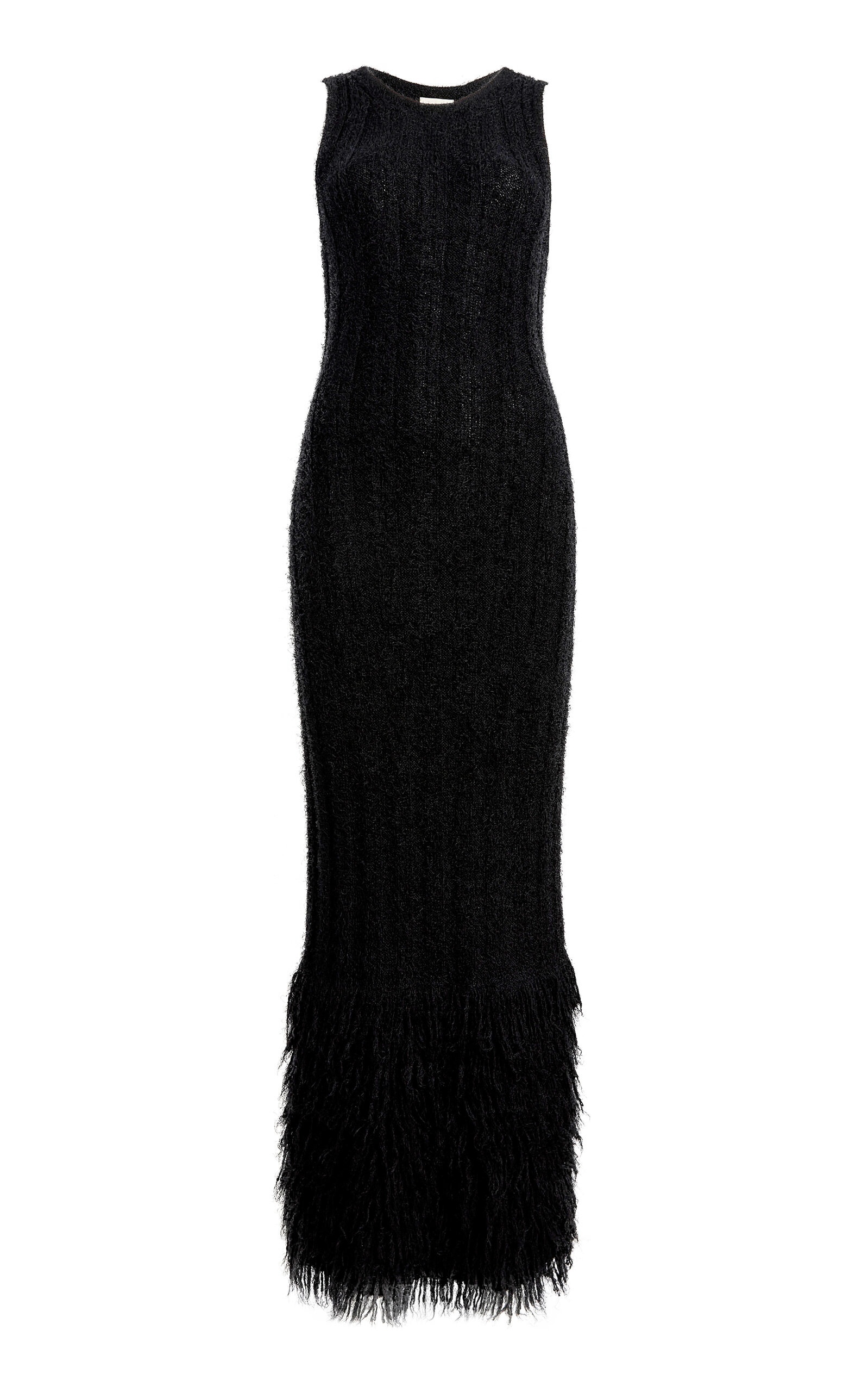 Fiore Fringed Silk Maxi Dress black - 1