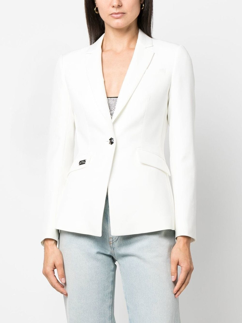 rhinestone-logo single-breasted blazer 3