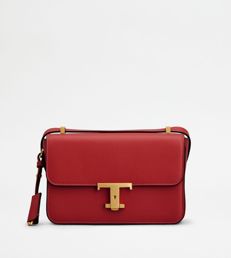 T TIMELESS FLAP BAG IN LEATHER MINI - RED 1