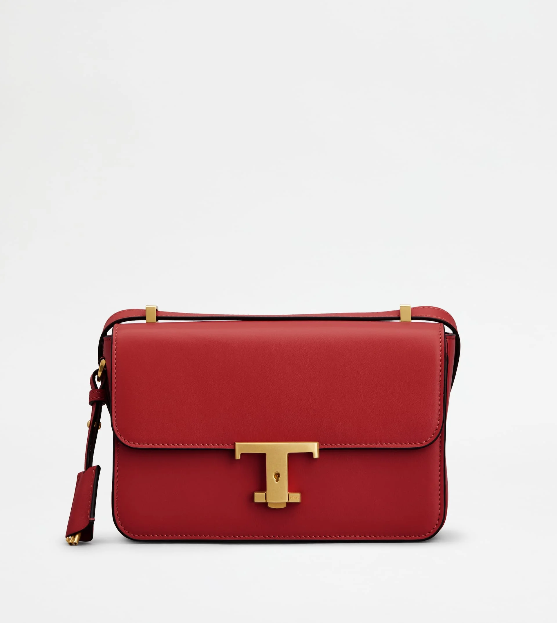 T TIMELESS FLAP BAG IN LEATHER MINI - RED - 1