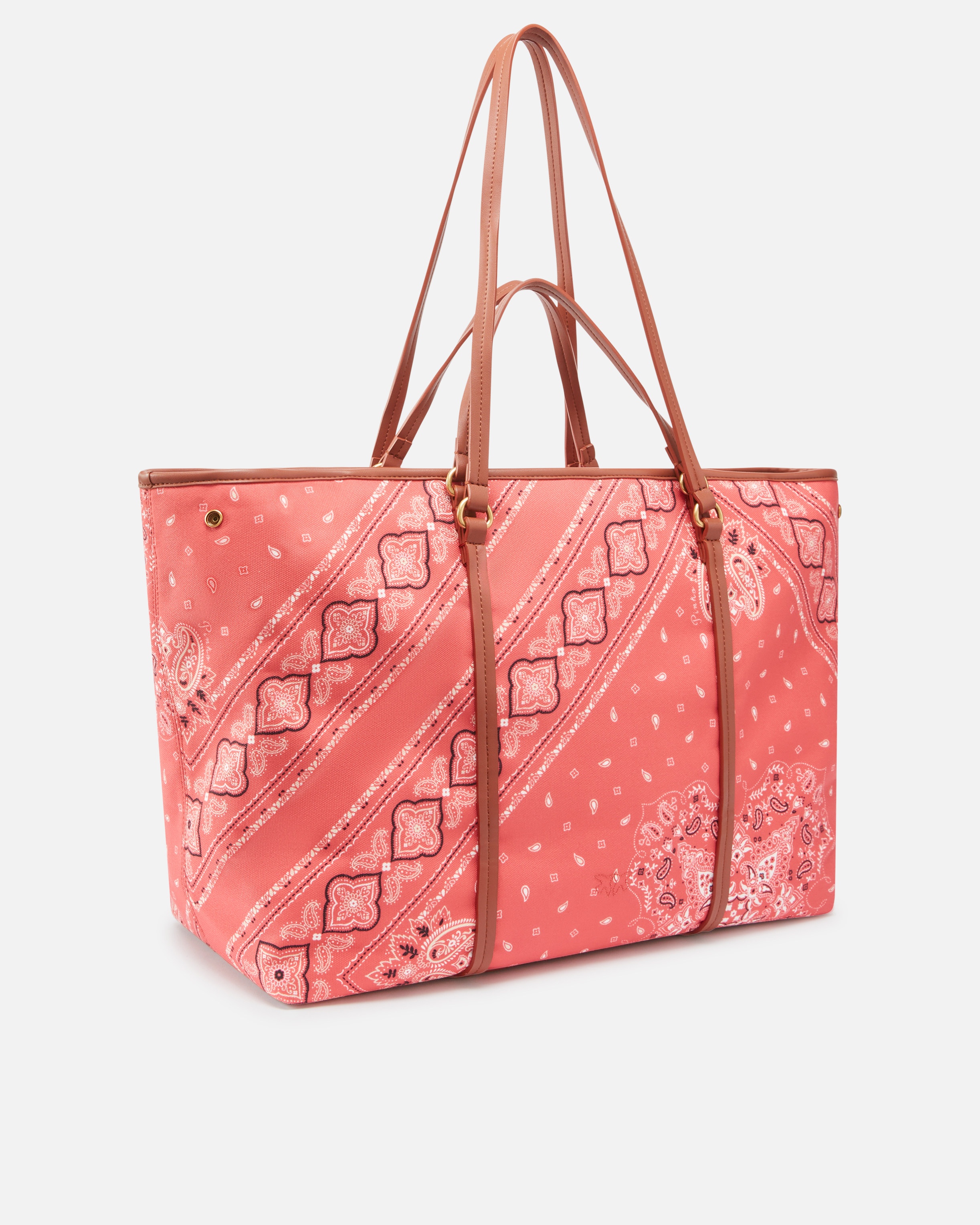 MAXI DOUBLE HANDLE SHOPPER BAG WITH BANDANA PRINT - 2
