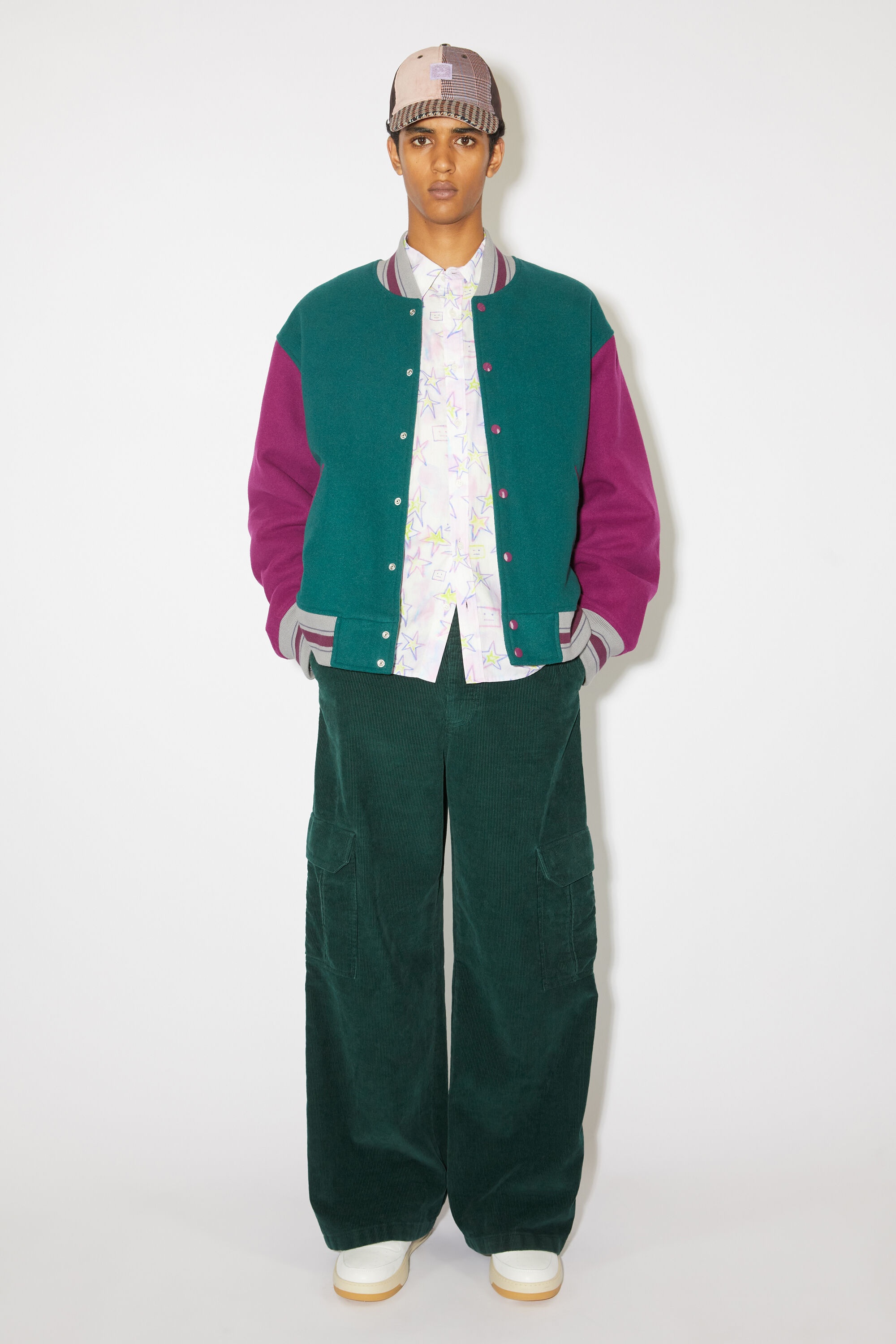 Corduroy cargo trousers - Night green - 2